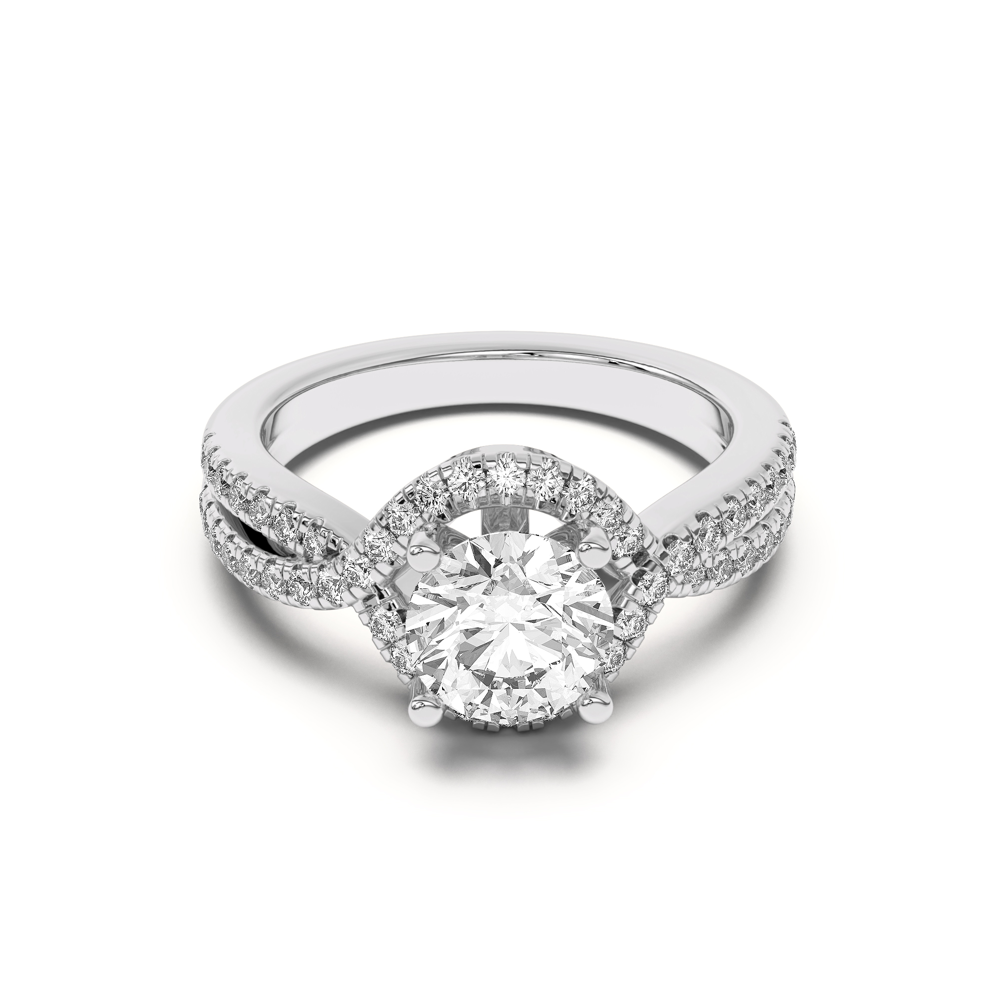Desiree Crossover Floating Halo Engagement Ring