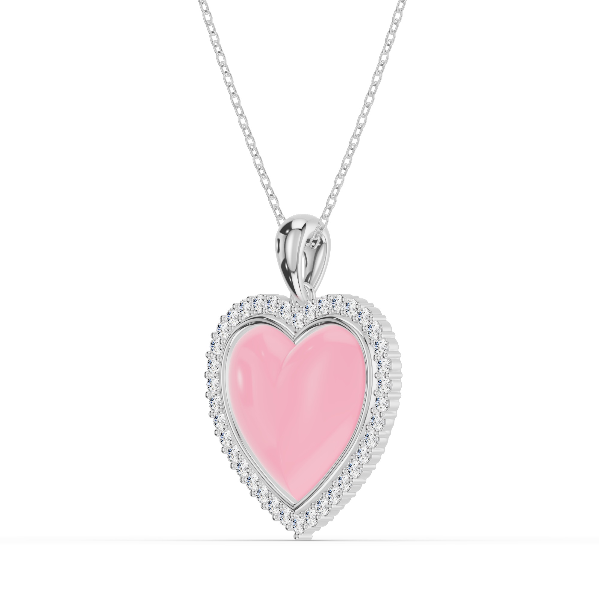Forever Heart Halo Diamond Silver Necklace