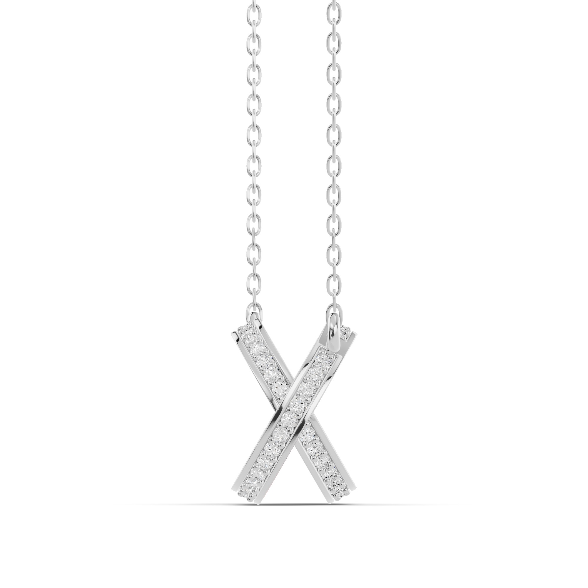 Ceramic Interlocking Hearts Pave Necklace