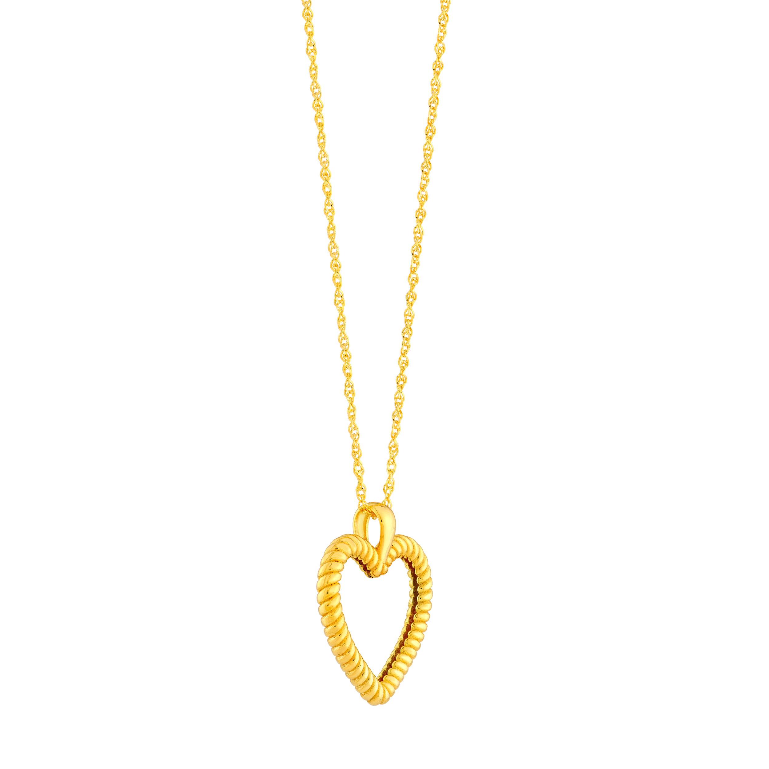 Rope Open Heart Gold Necklace