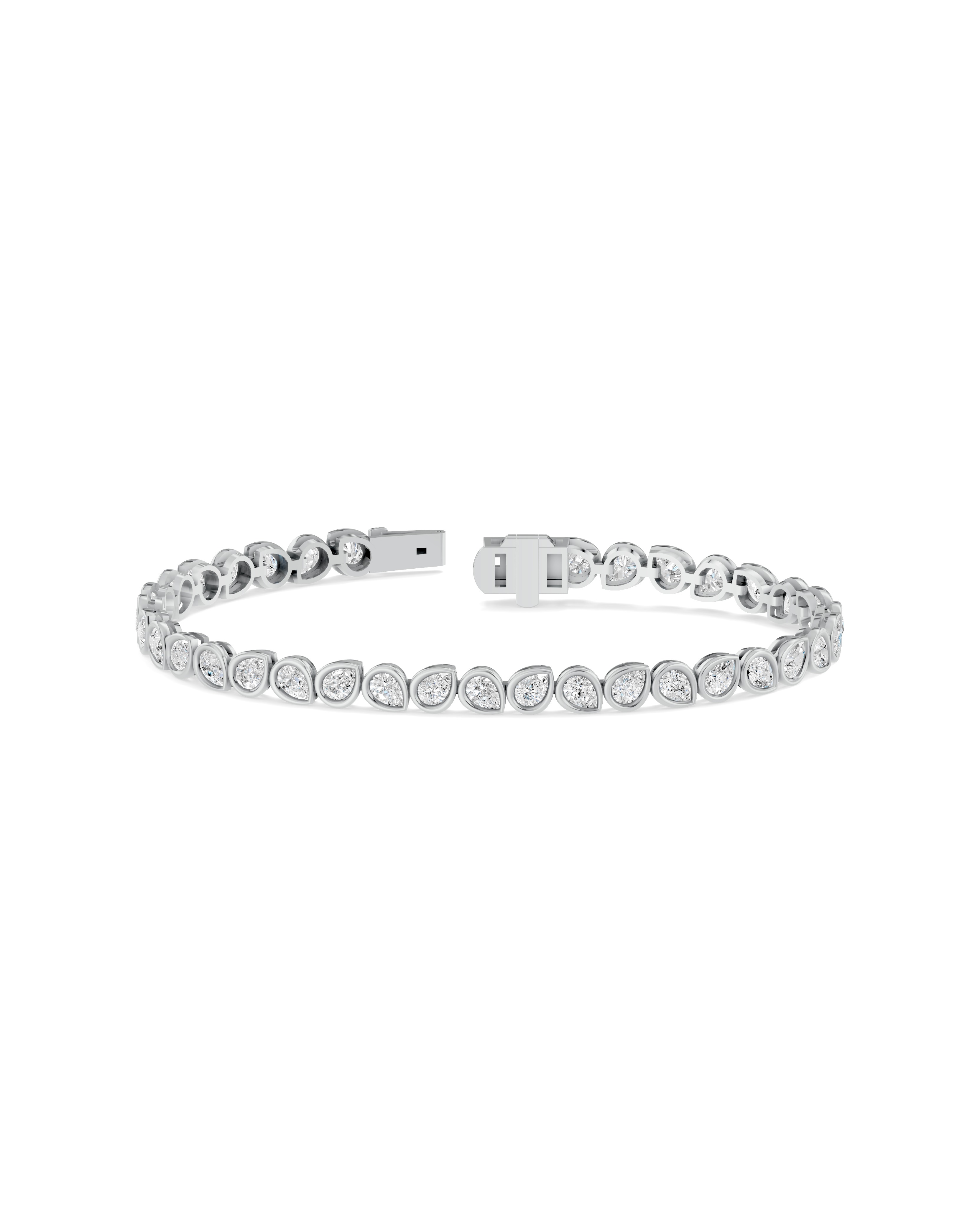 Dimensional Bezel Pear Diamond Tennis Bracelet