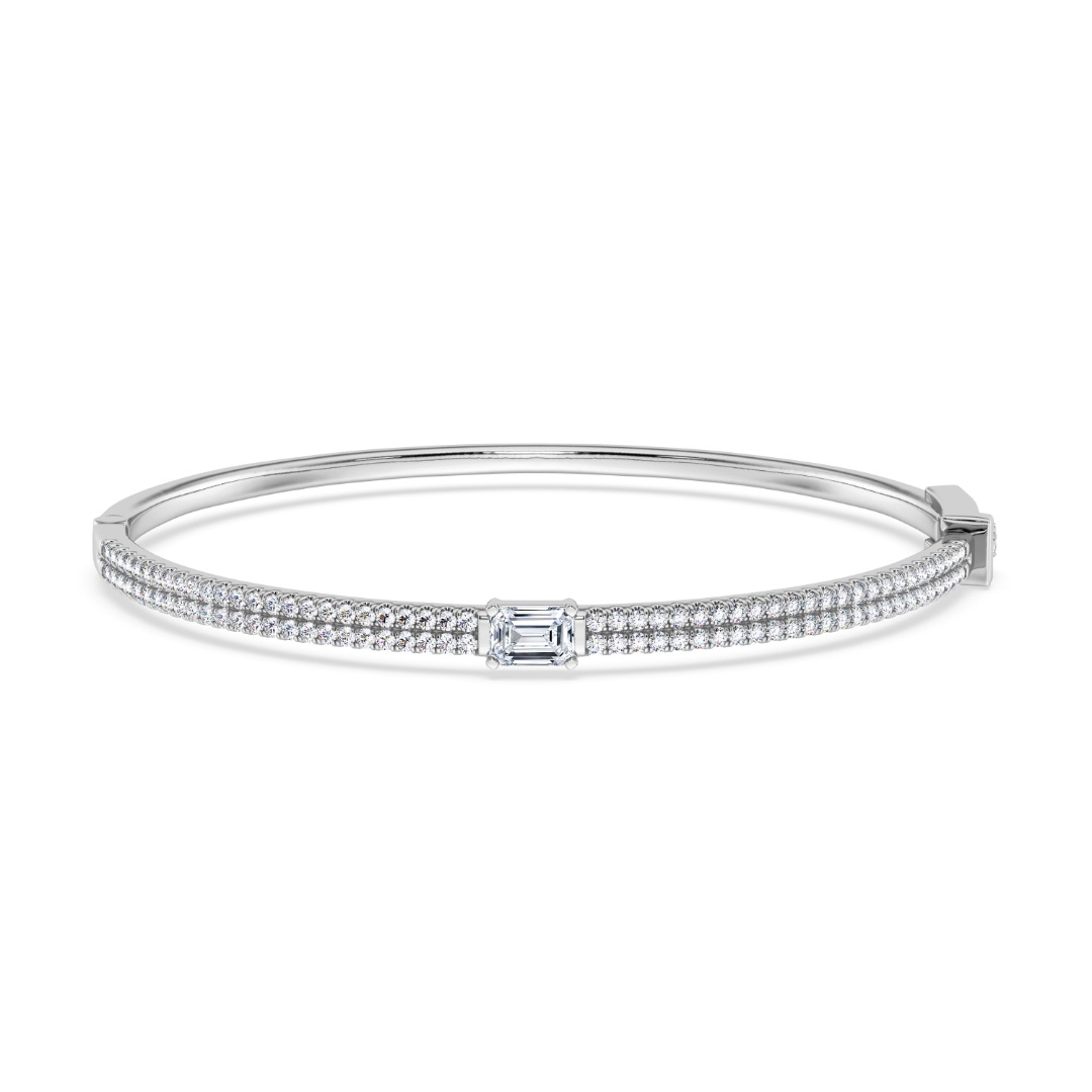 Double Row Emerald Diamond Bangle