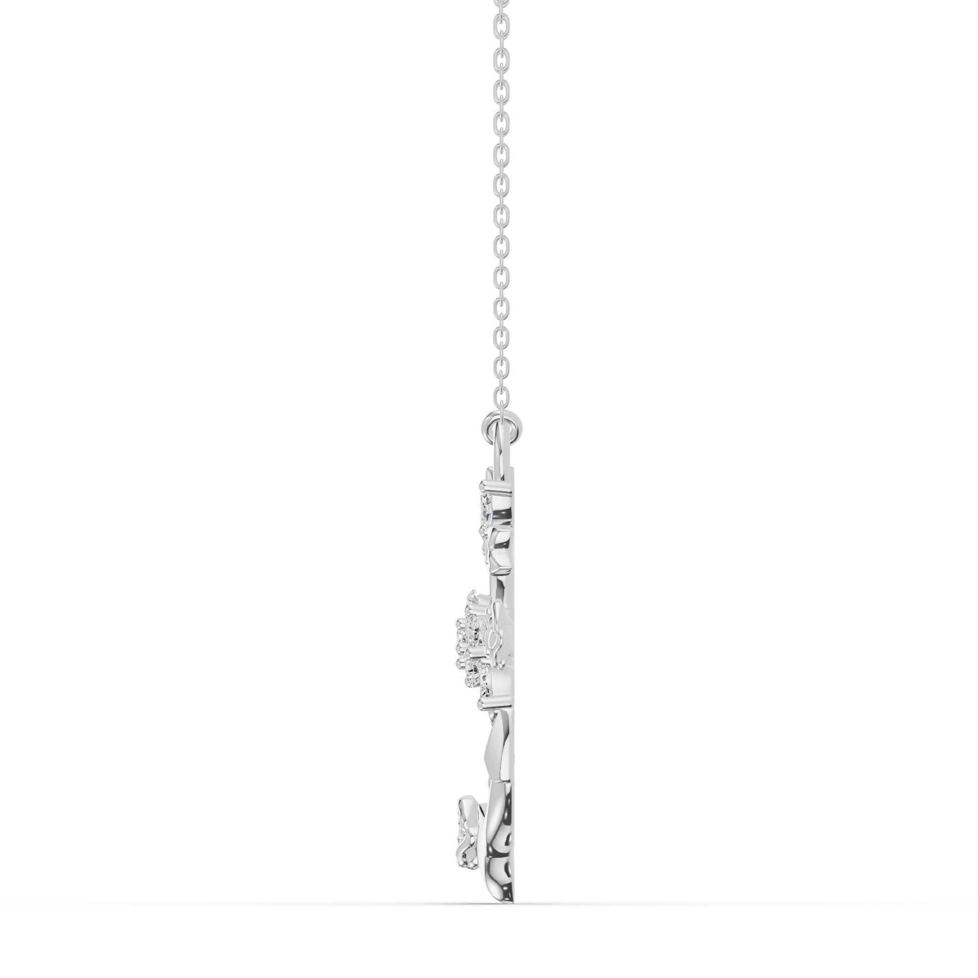 Vine Anchor Diamond Silver Pendant