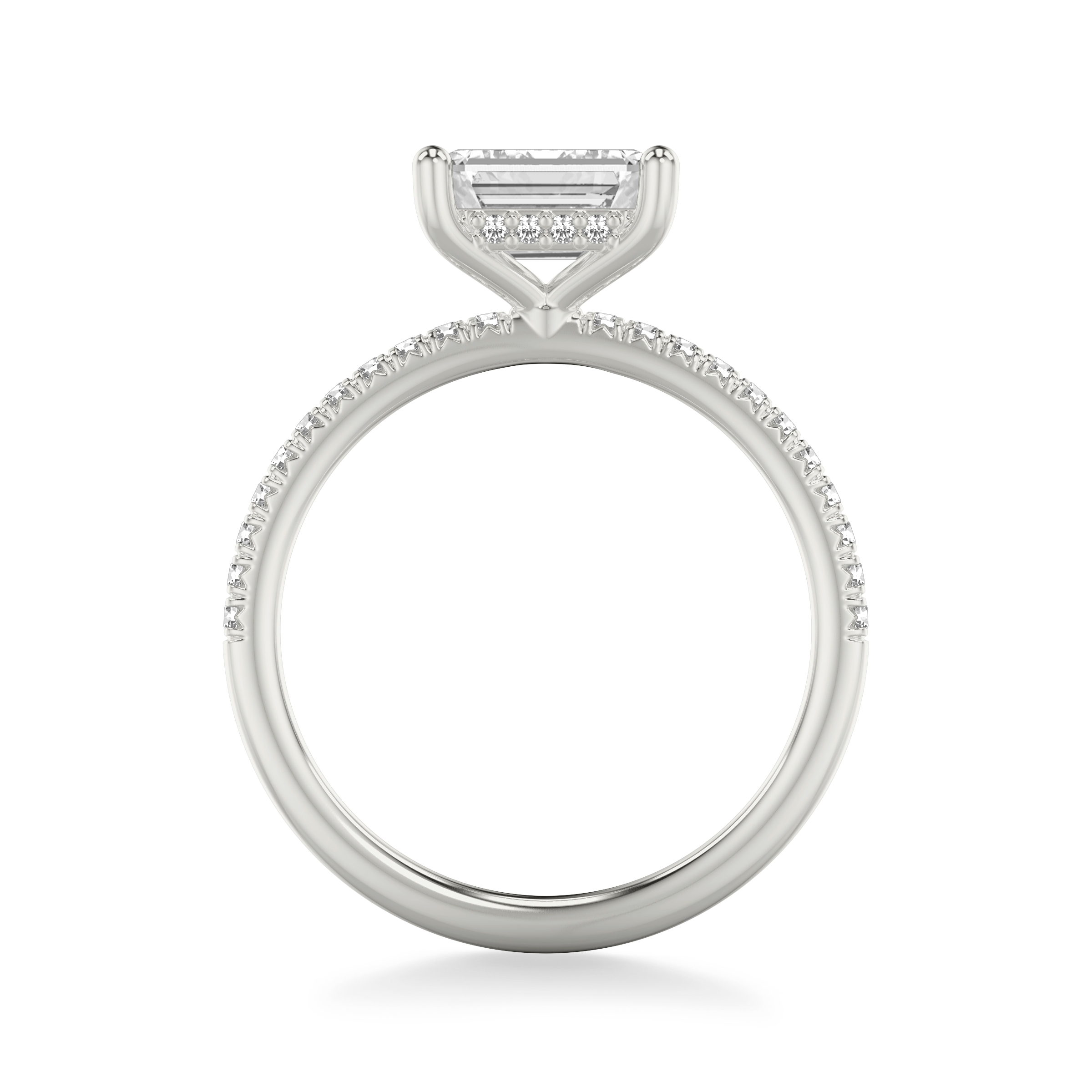 Leyton East-West Hidden Halo Pave Engagement Ring