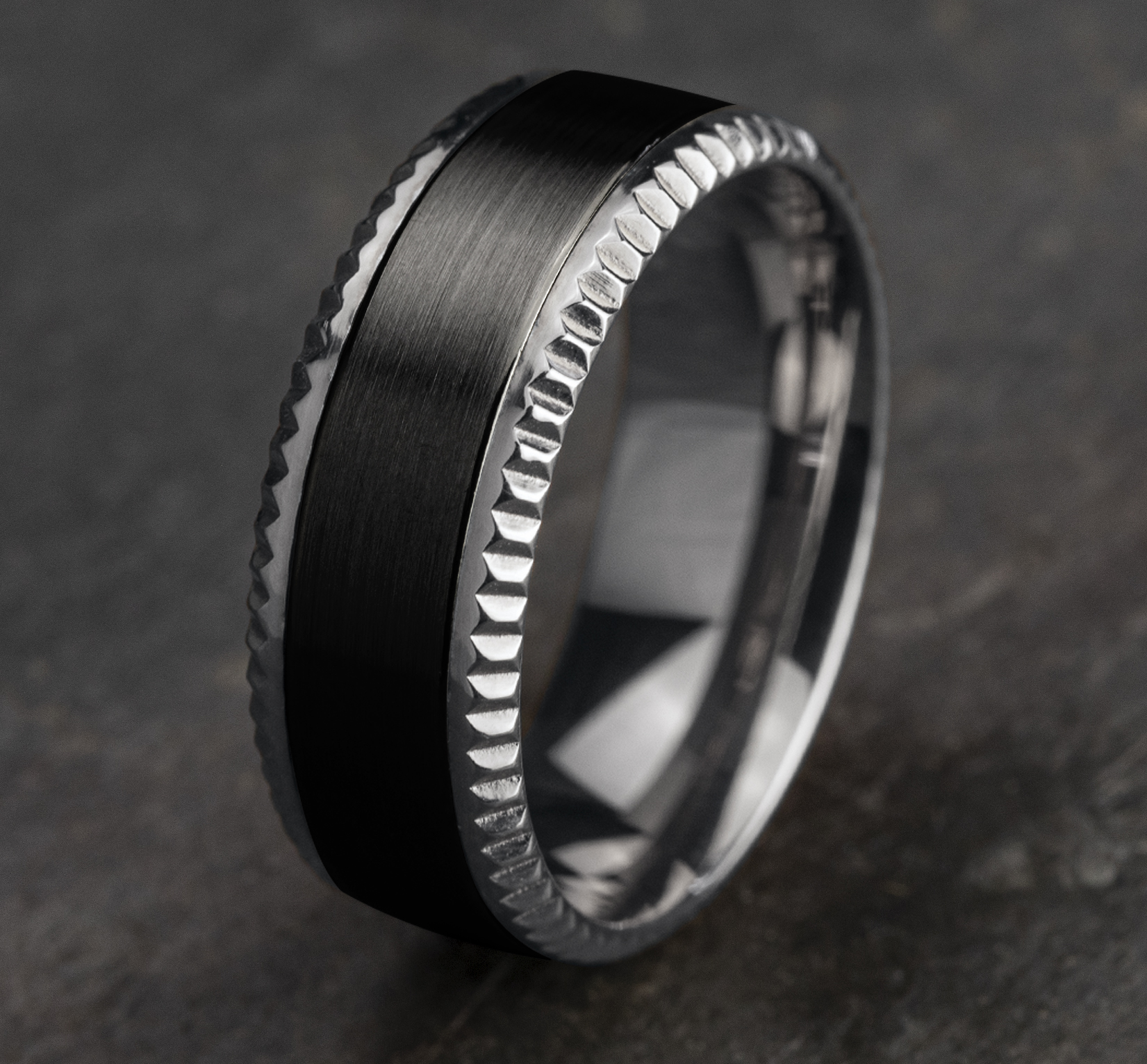 Bastion Fluted Bevel Black Titanium Comfort-Fit Band (8mm)