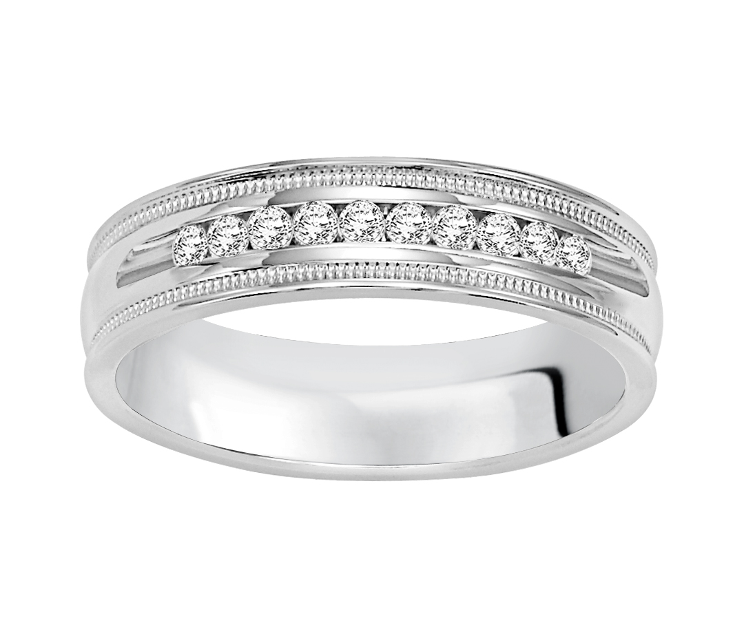 Diamond Channel Set Band With Milgrain