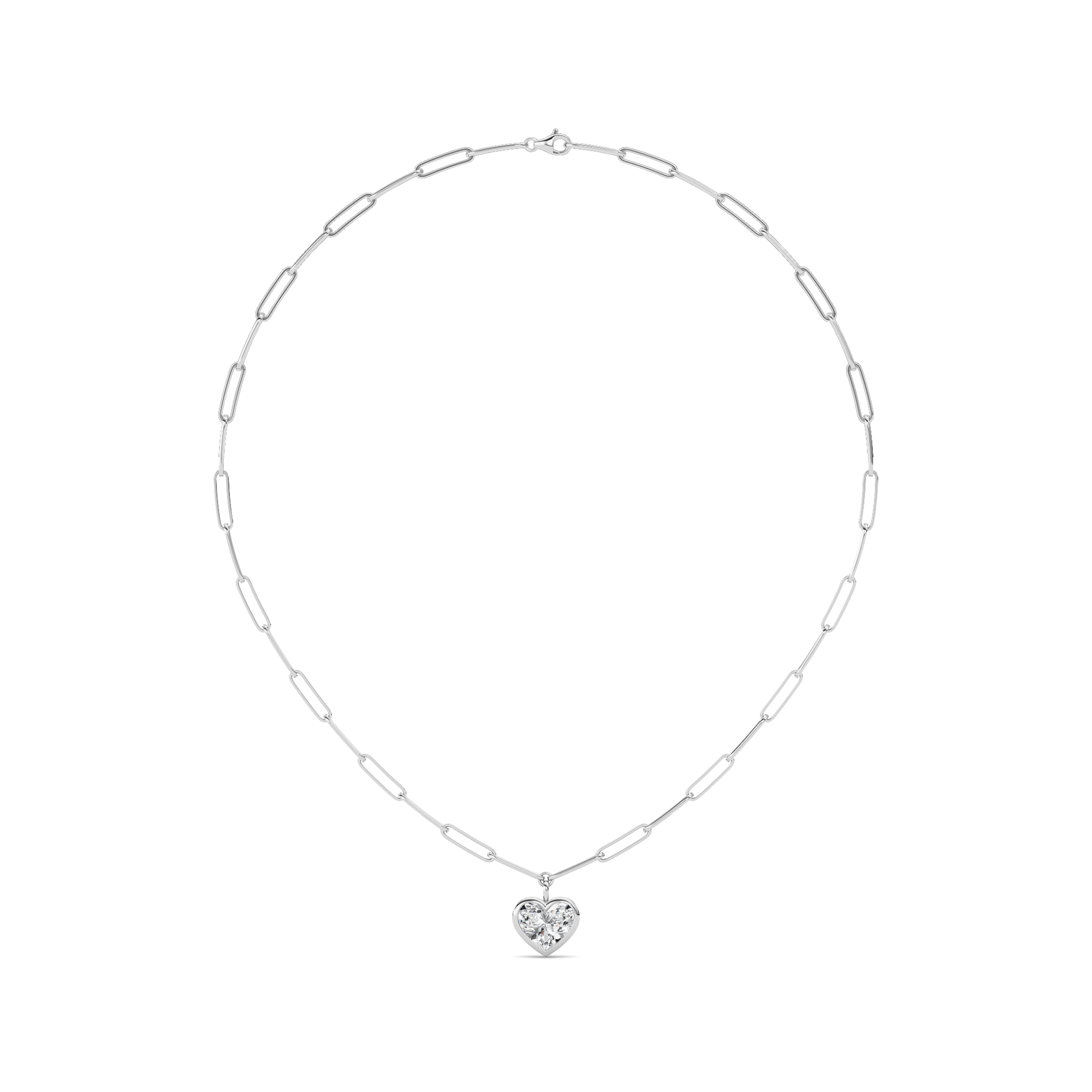 Paperclip Chain Bezel Heart Lab Diamond Necklace (4.00 ct.)