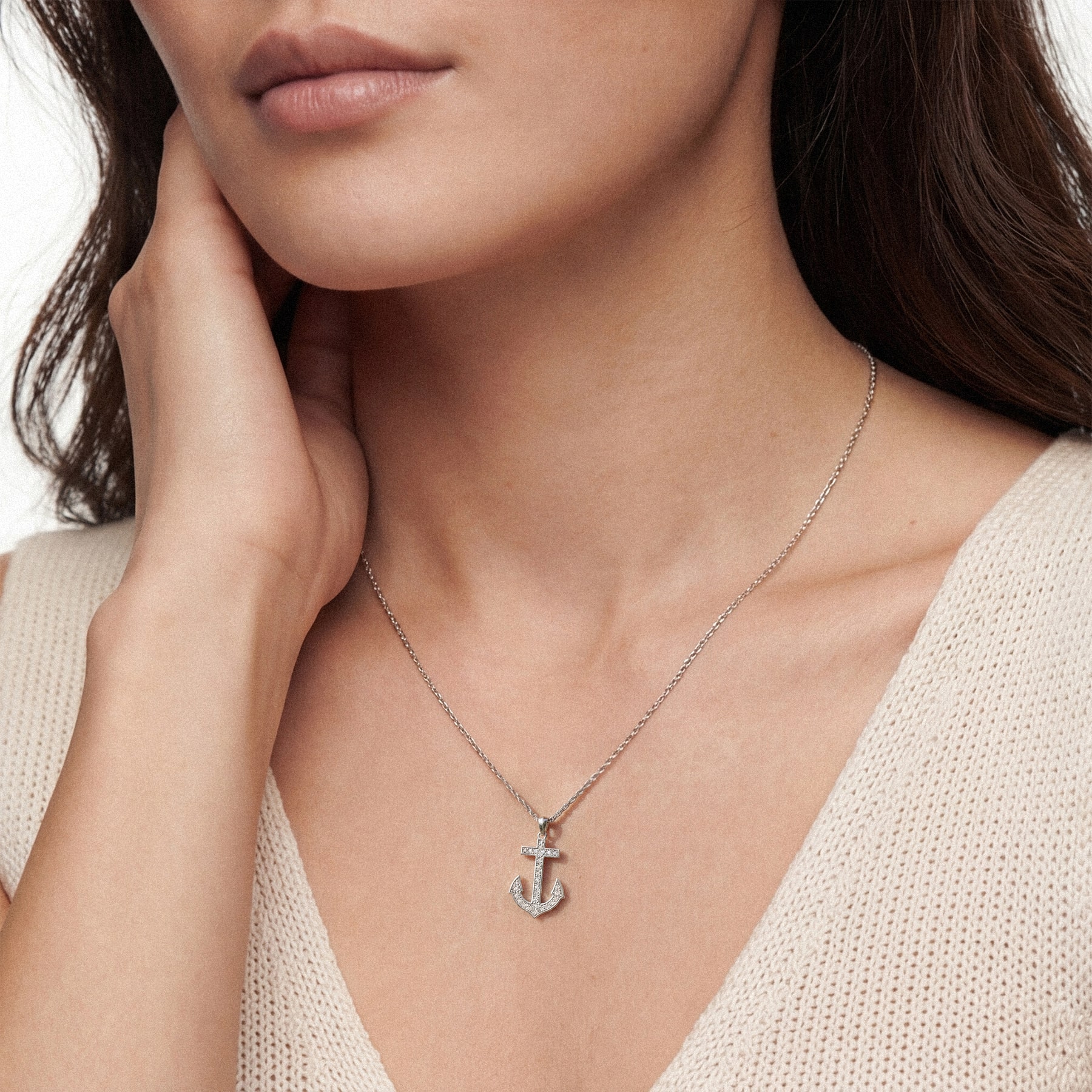 Lab Diamond Anchor Necklace