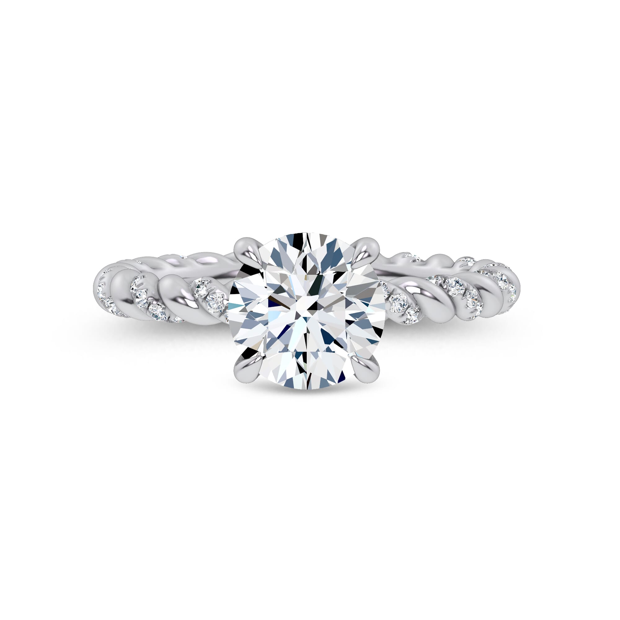 Dorza Twisted Pave Hidden Halo Engagement Ring