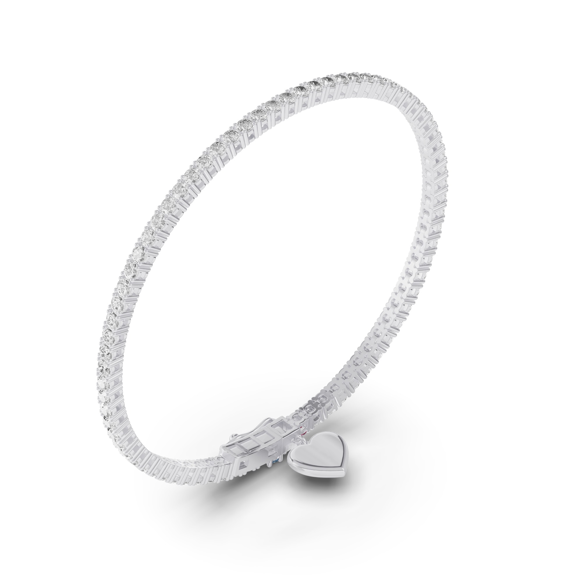 Heart Charm Diamond Tennis Bracelet