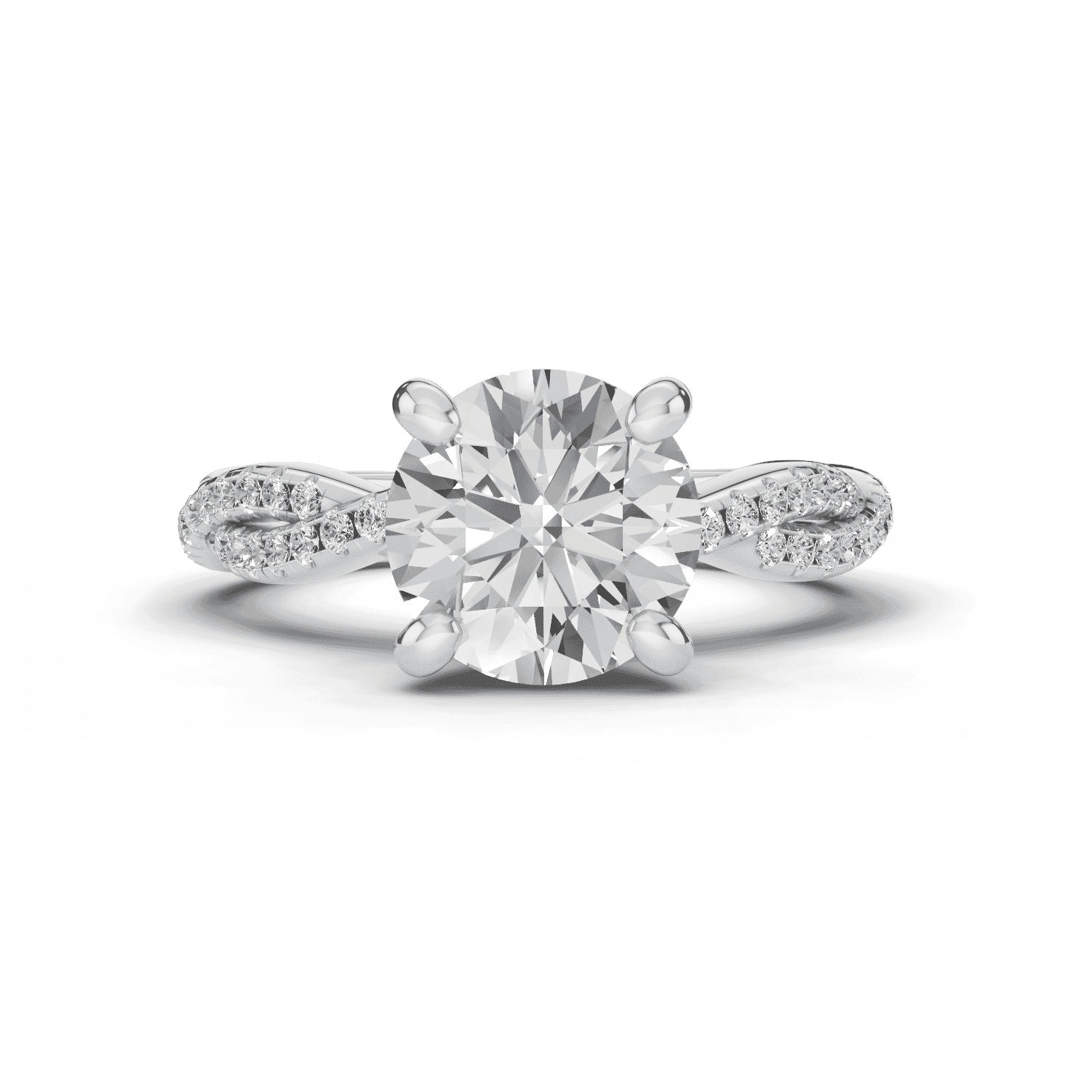 Signature Hearts and Arrows Pave Spiral Engagement Ring