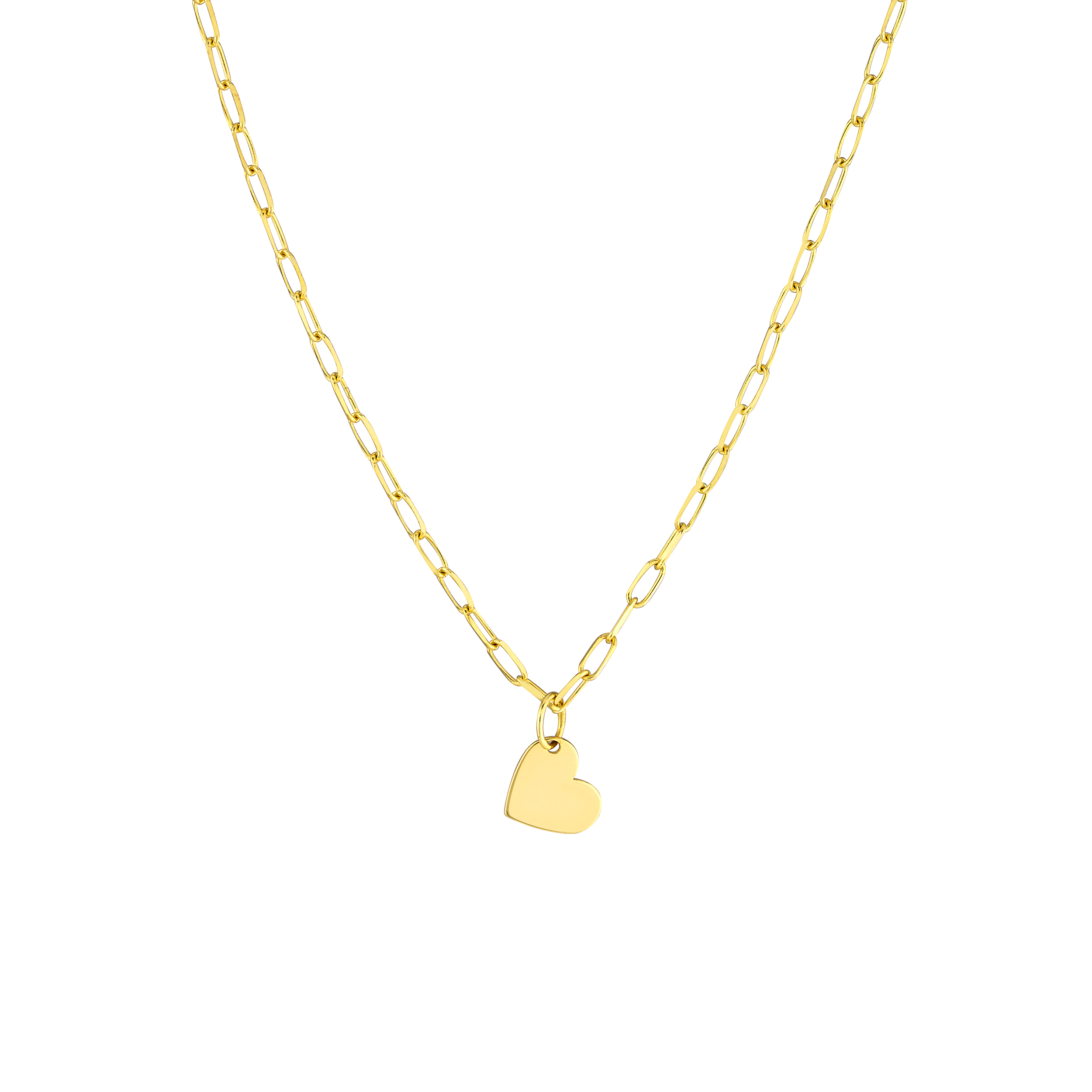 Heart Charm Paper Clip Gold Necklace