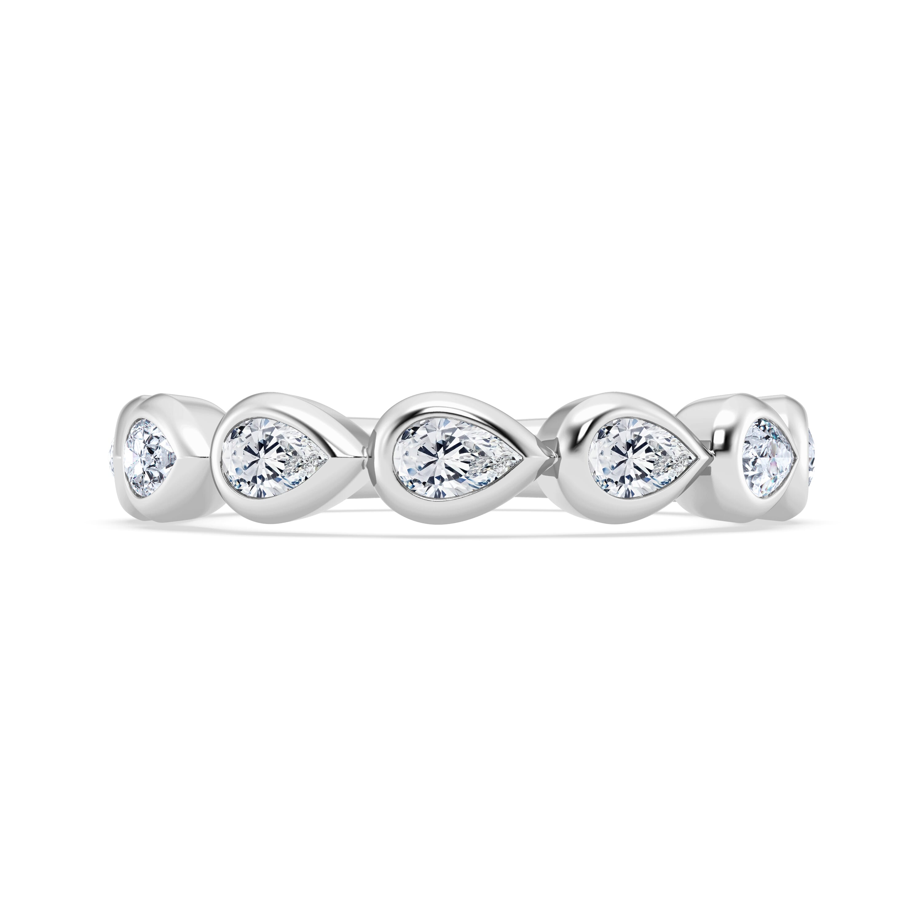 East-West Pear-Shaped Diamond Bezel Band