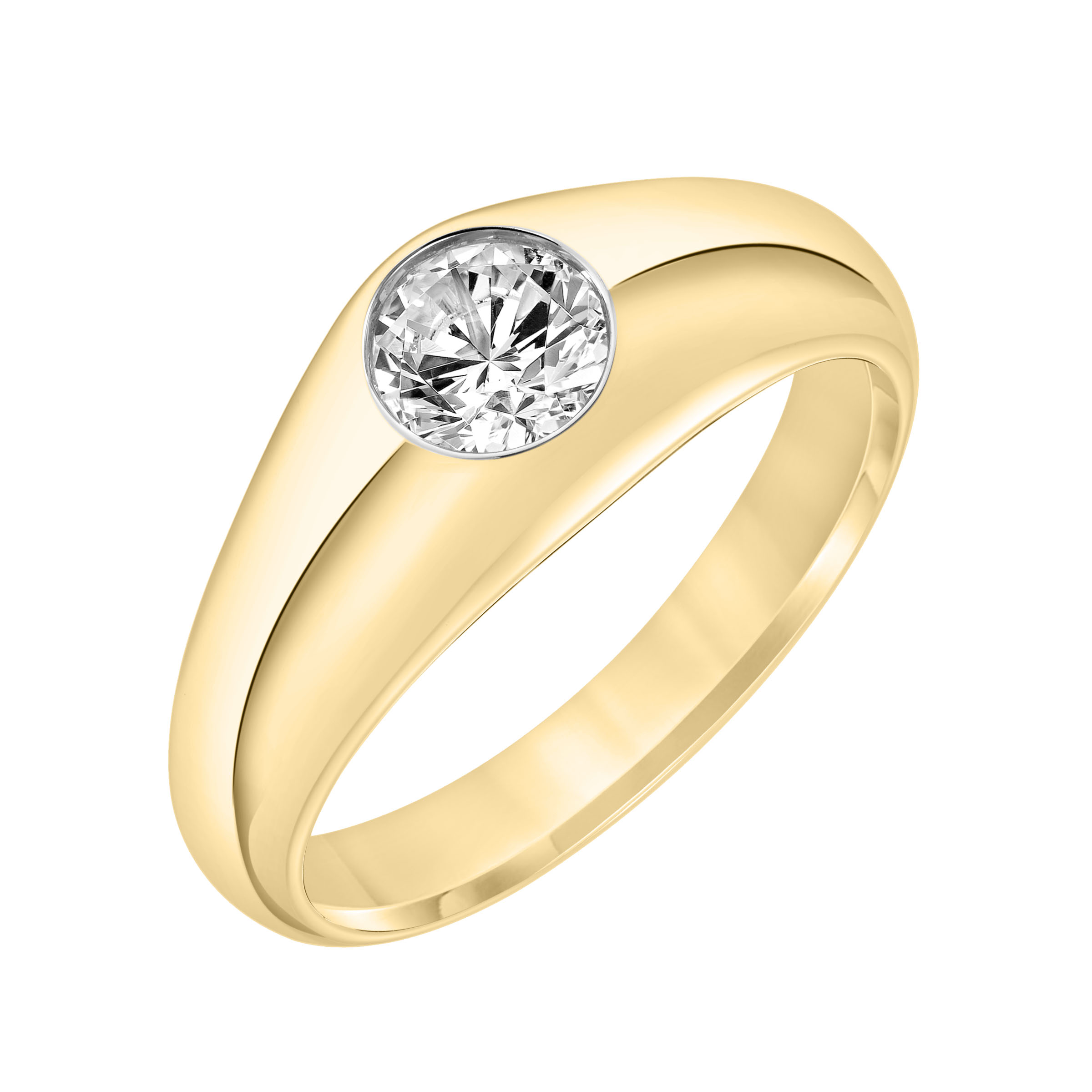 High Dome Round Lab Diamond Signet Ring (3.5mm)