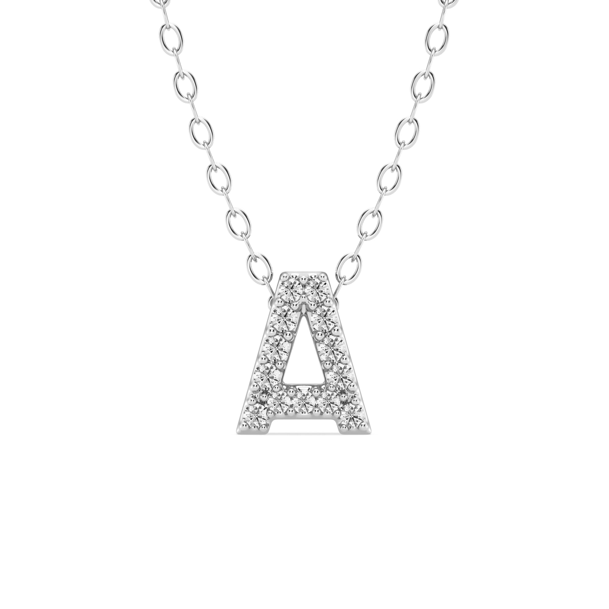 Petite Diamond Initial Necklace - A