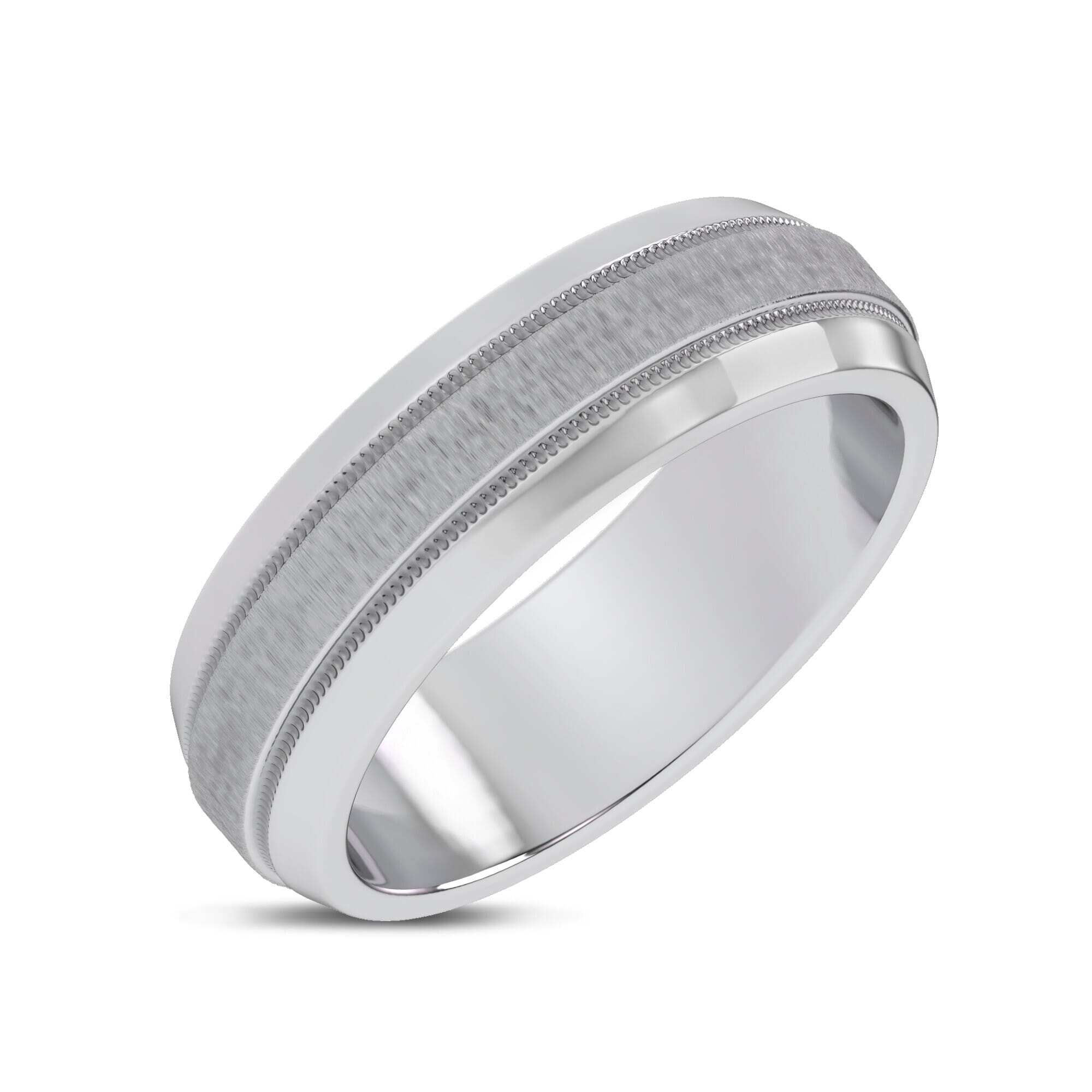 Mixed Textured Beveled Milgrain Band (7.1mm)