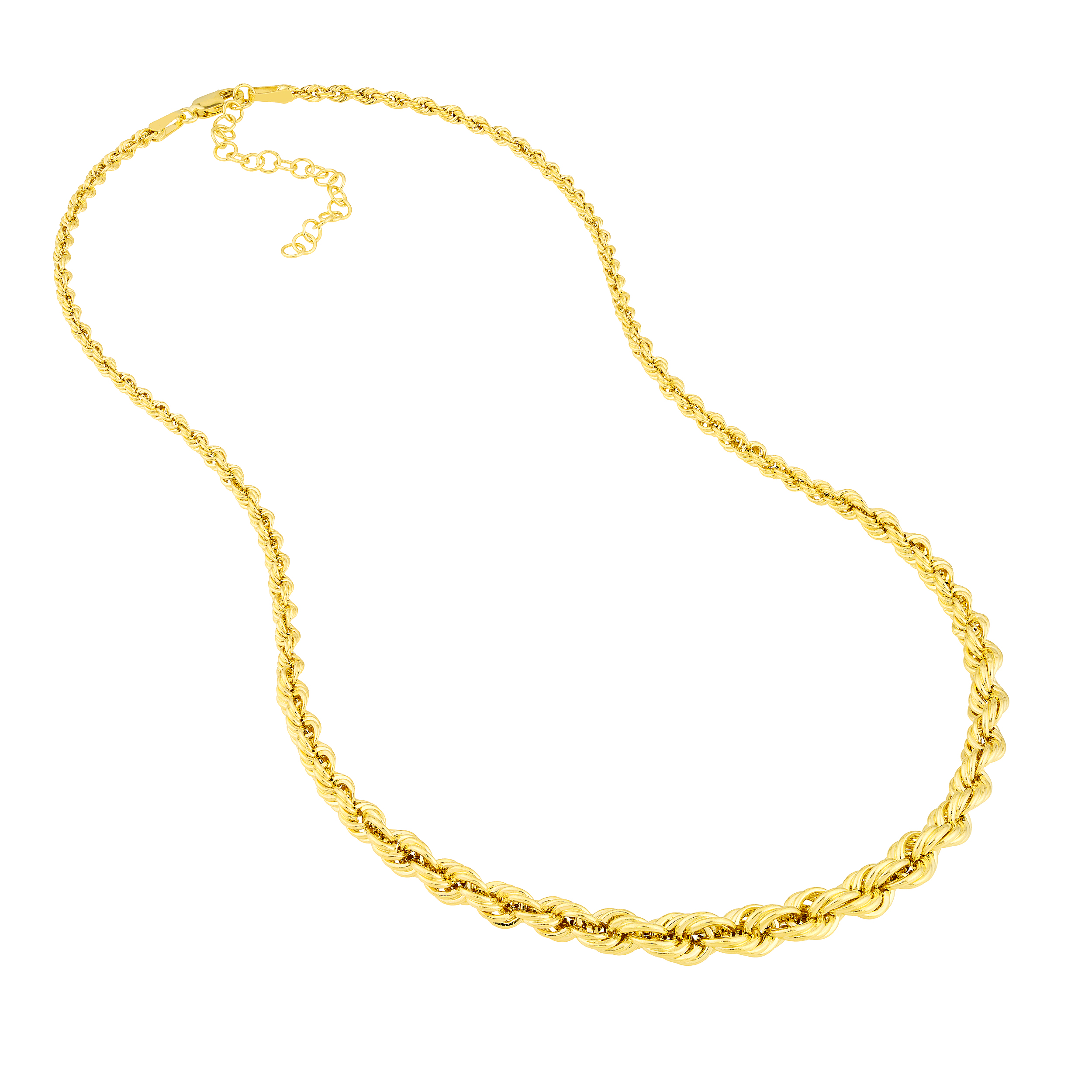 Graduated Rope Chain Gold Necklace