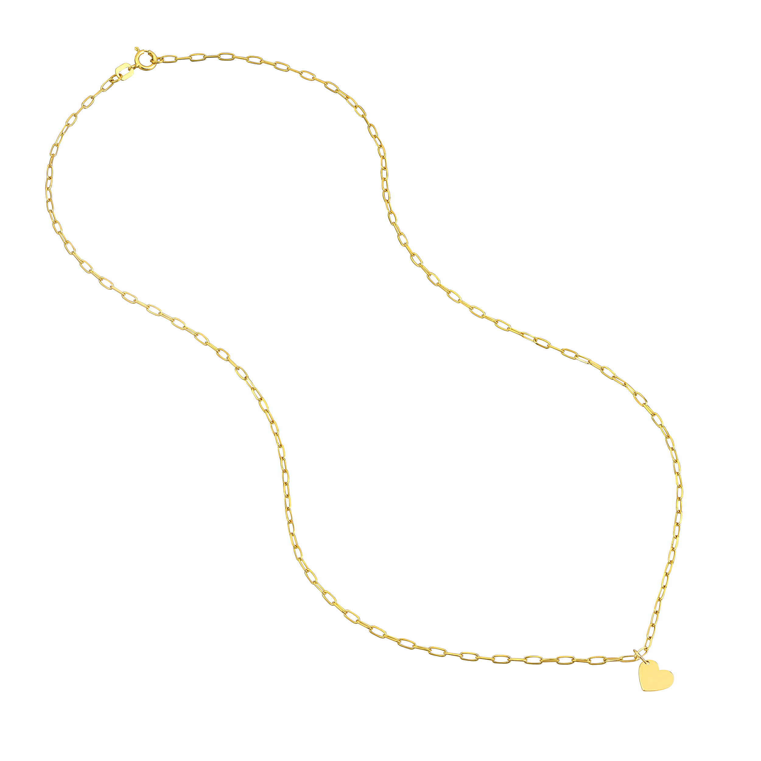 Heart Charm Paper Clip Gold Necklace