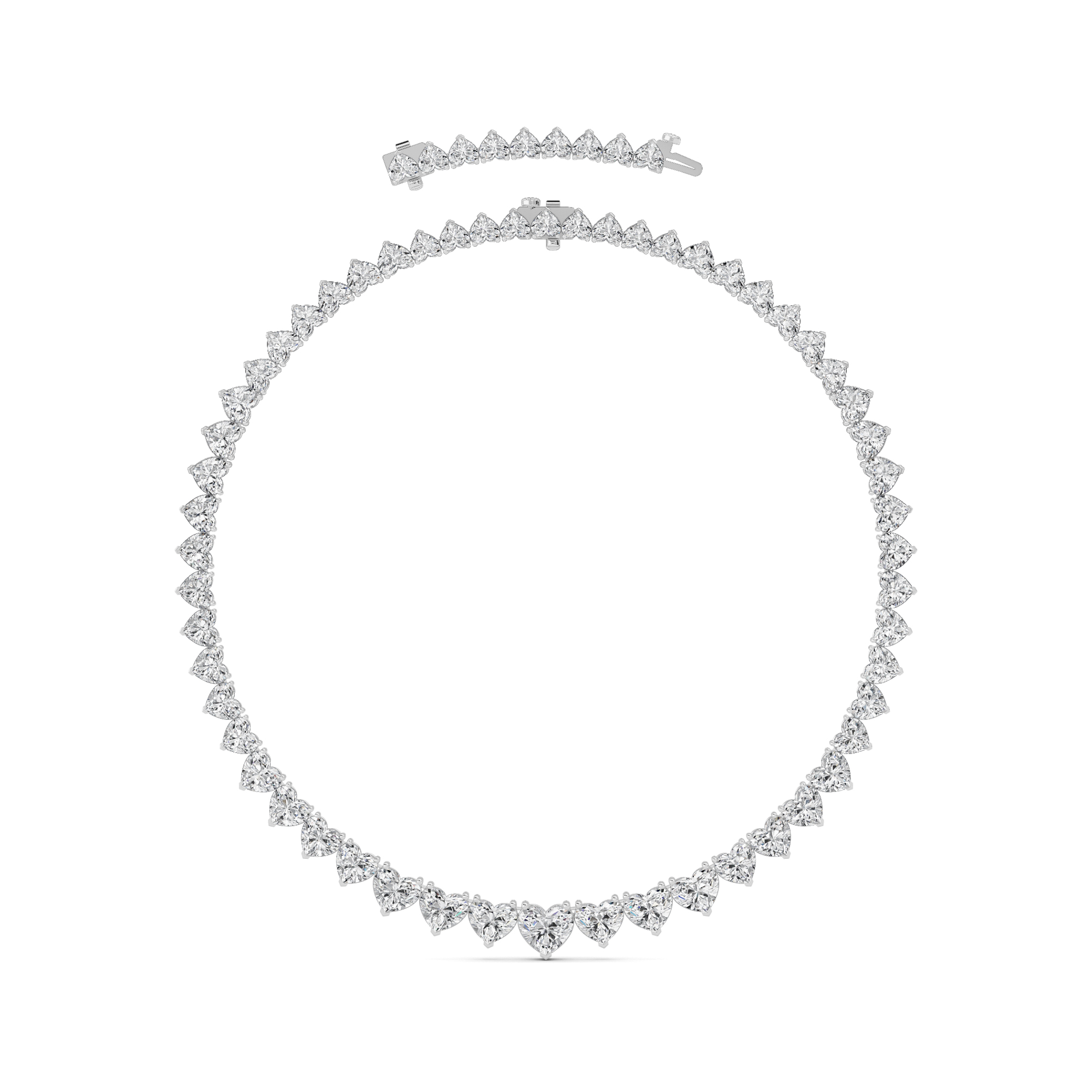 Adjustable Heart Shape Lab Diamond Eternity Statement Necklace (65.00 ct. tw.)
