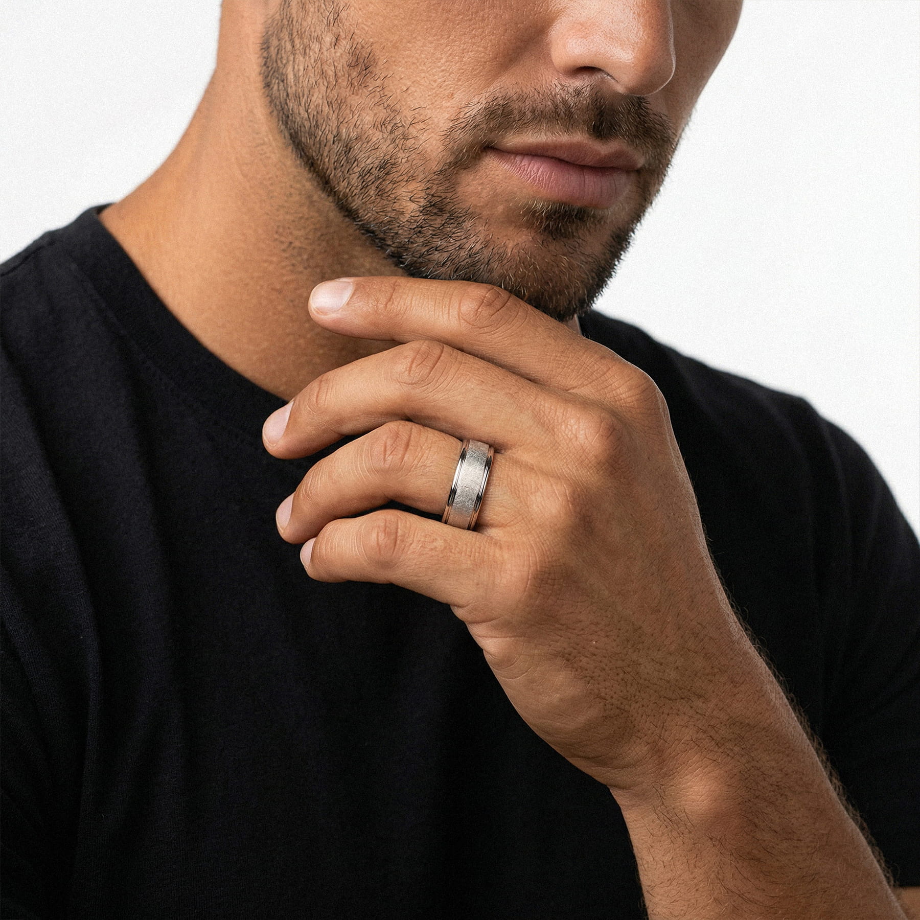 Linen Texture Drop Edge Comfort-Fit Band (6.5mm)