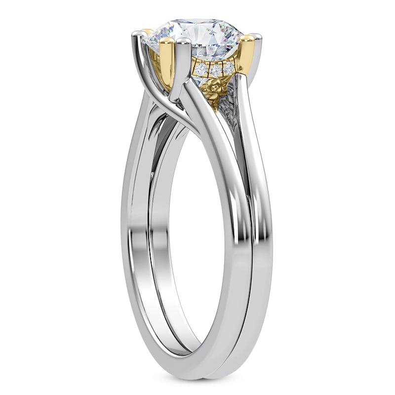Tori Double Prong Mixed-Metal Hidden Halo Engagement Ring
