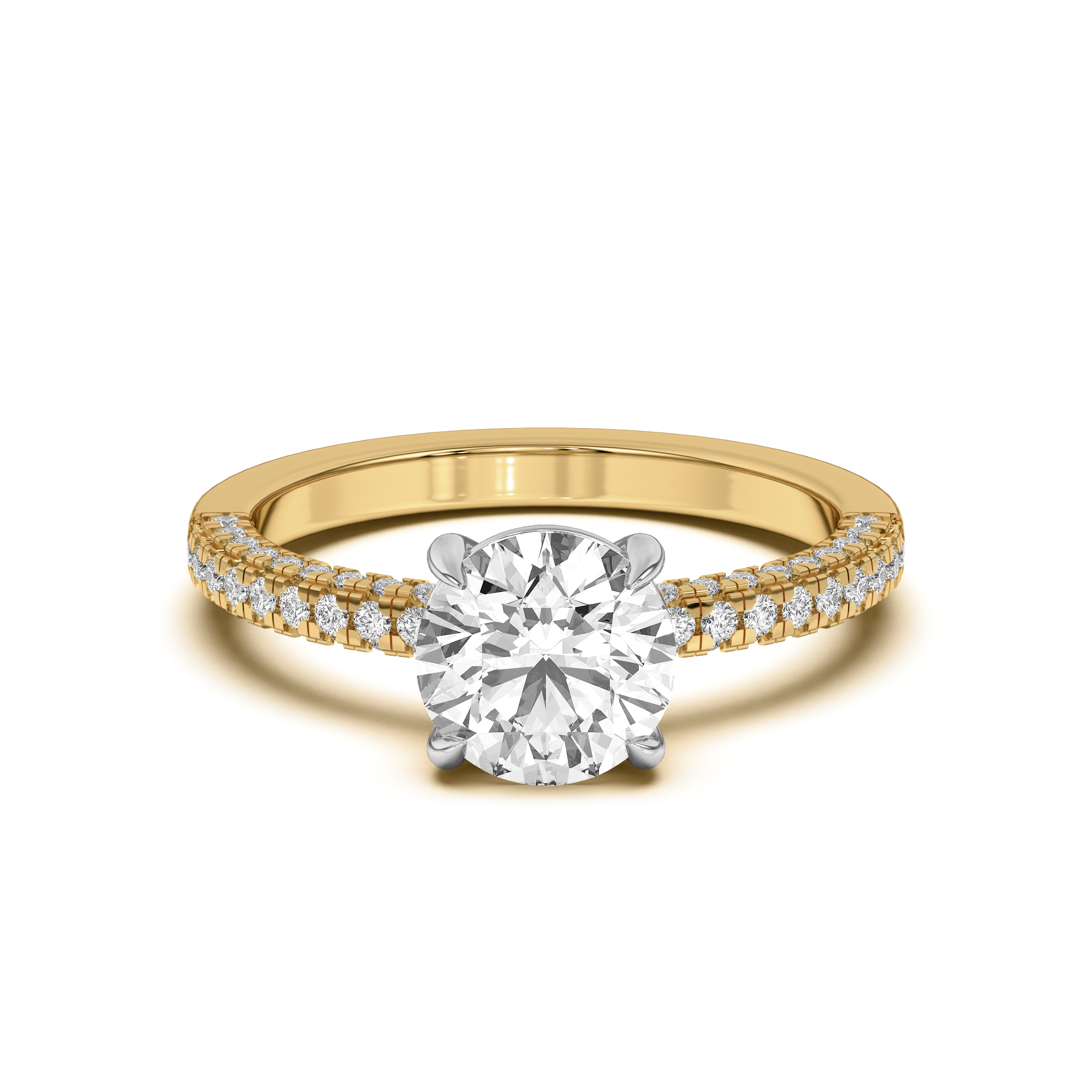 Nelly Trio Pave Two-Tone Engagement Ring
