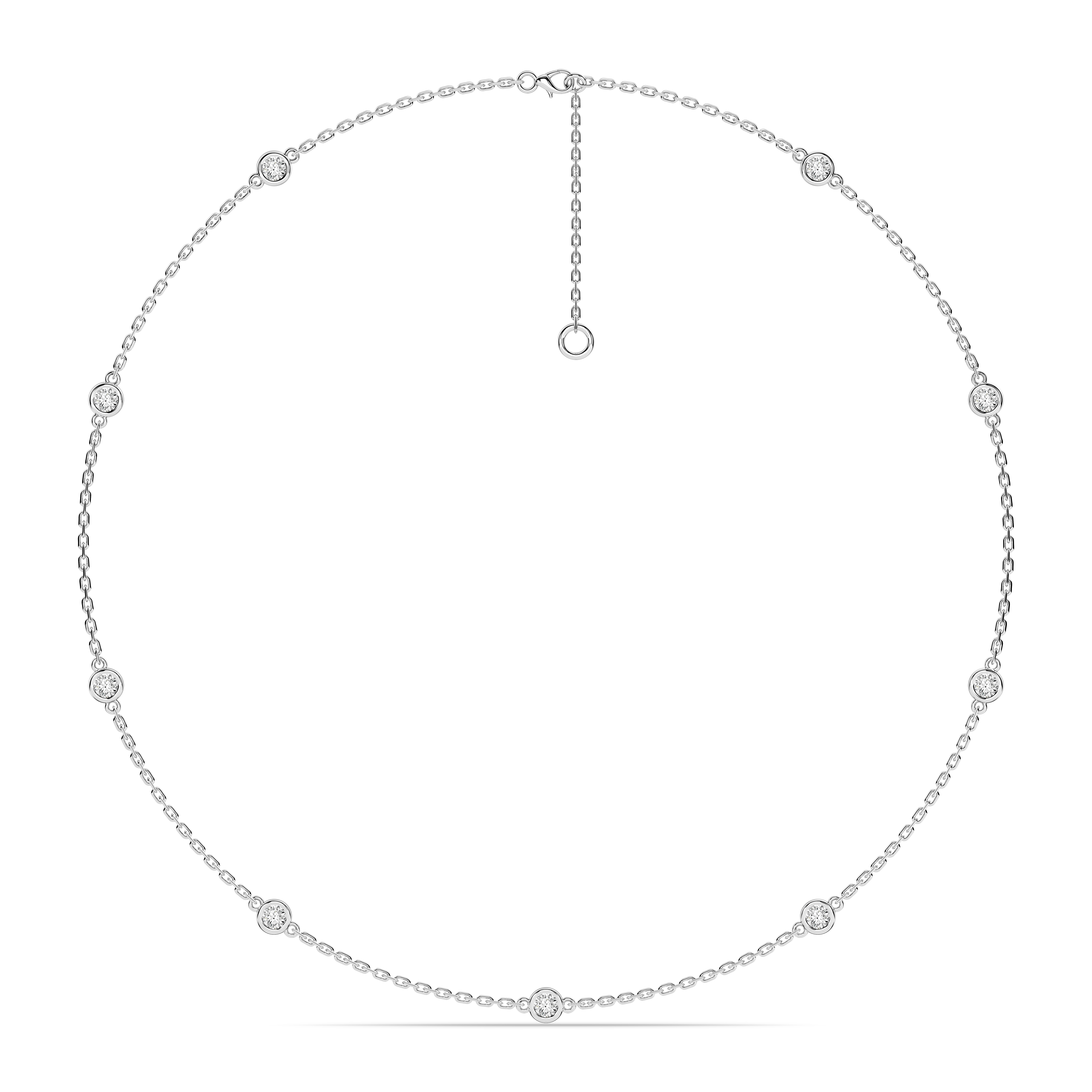 Bezel Lab Diamond Station Silver Necklace