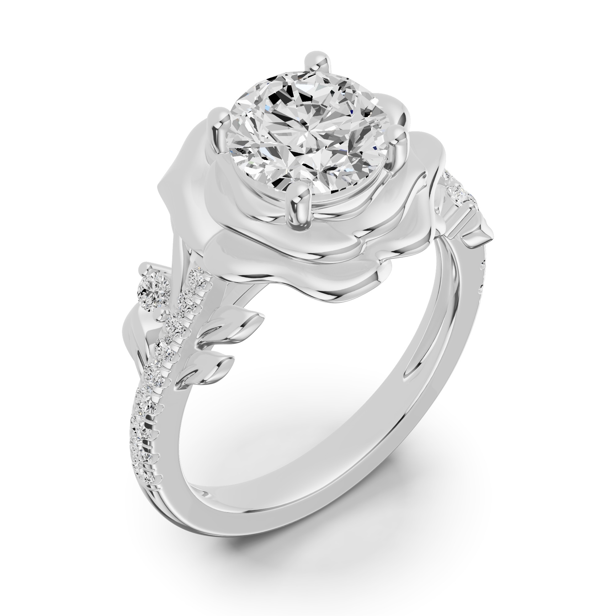 Camelia Floral Diamond Engagement Ring