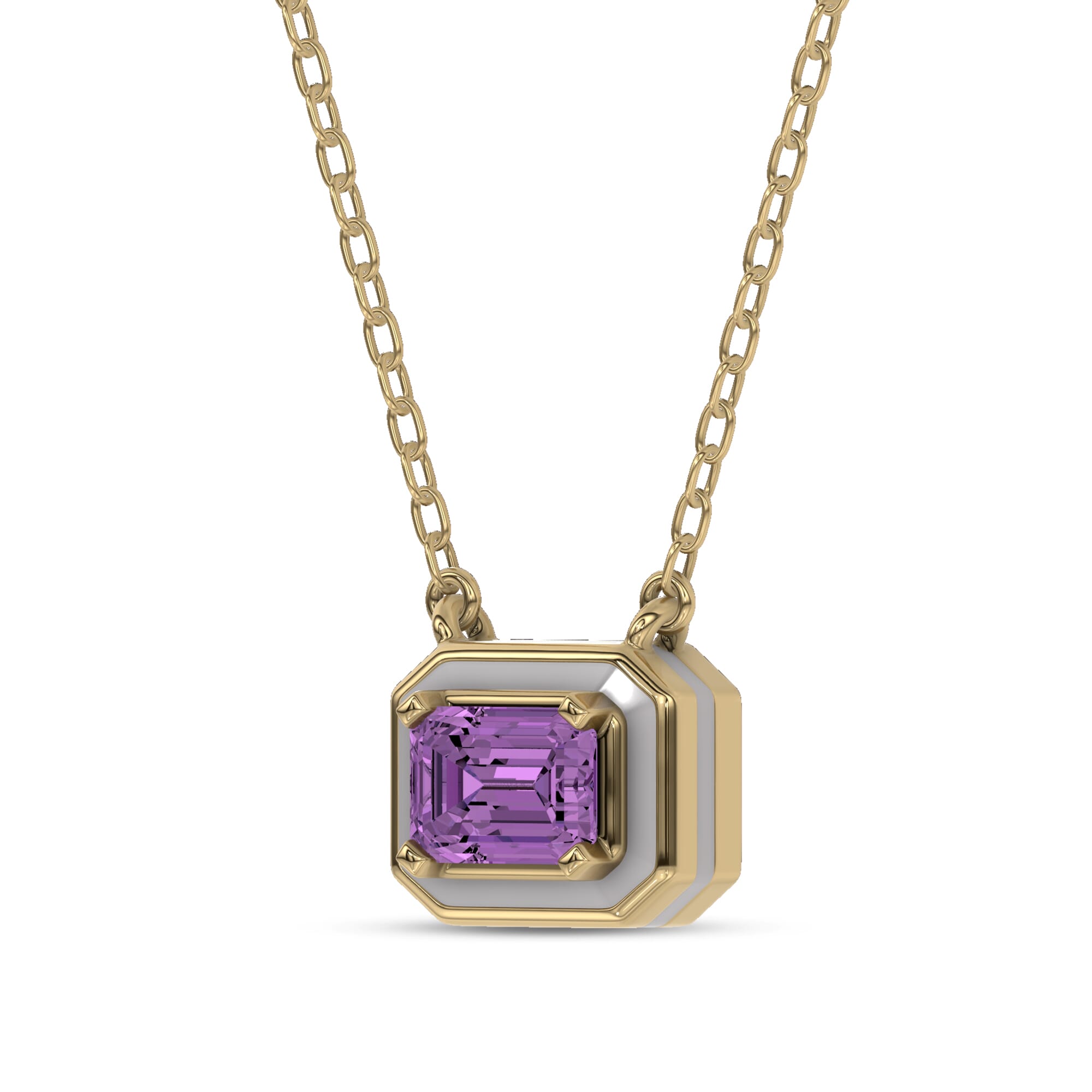 Amethyst Ceramic Emerald-Cut Necklace By Christian Siriano