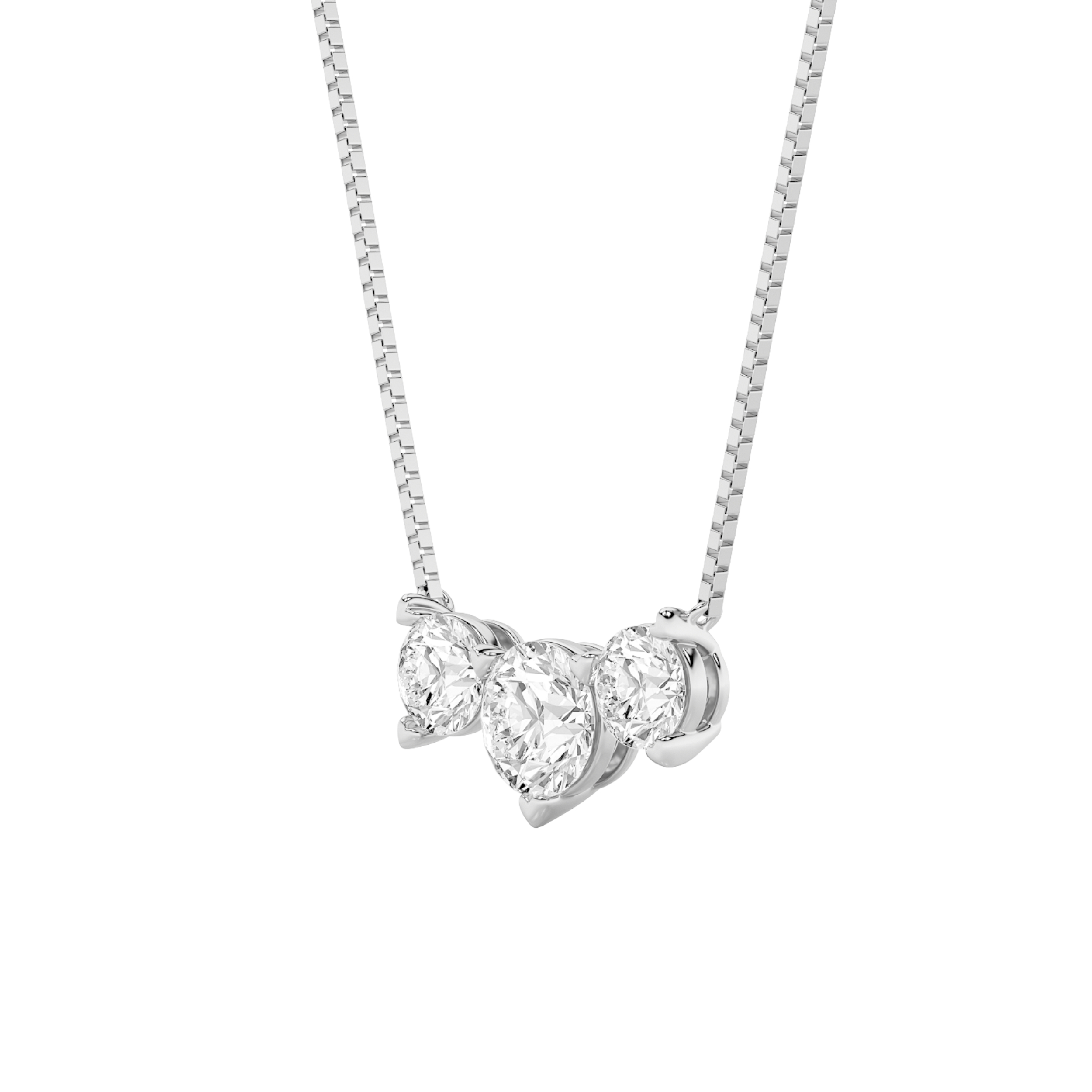 Three Stone Heart Prong Round Lab Diamond Necklace (2.00 ct. tw.)