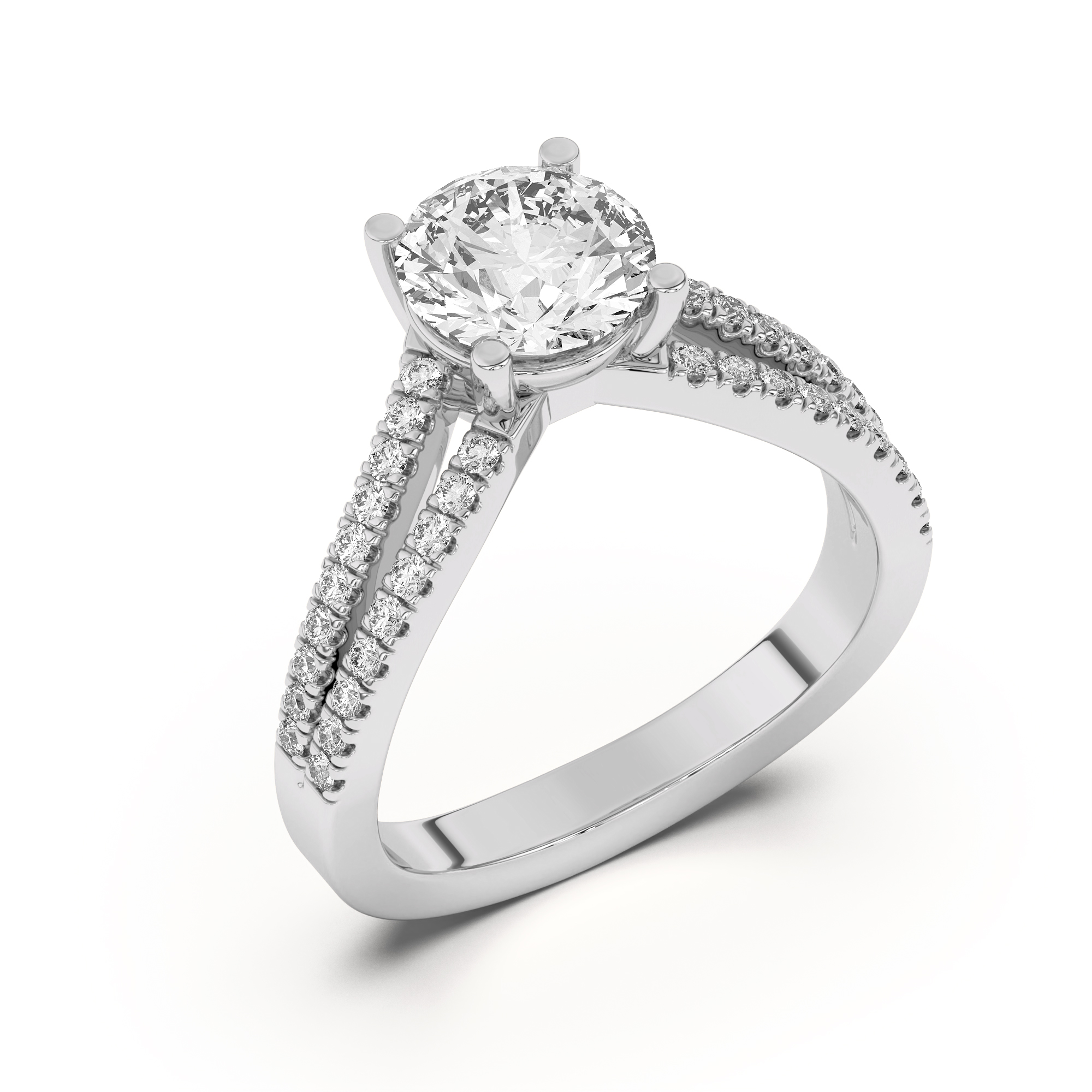 Nadine Double Pave Row Floating Engagement Ring