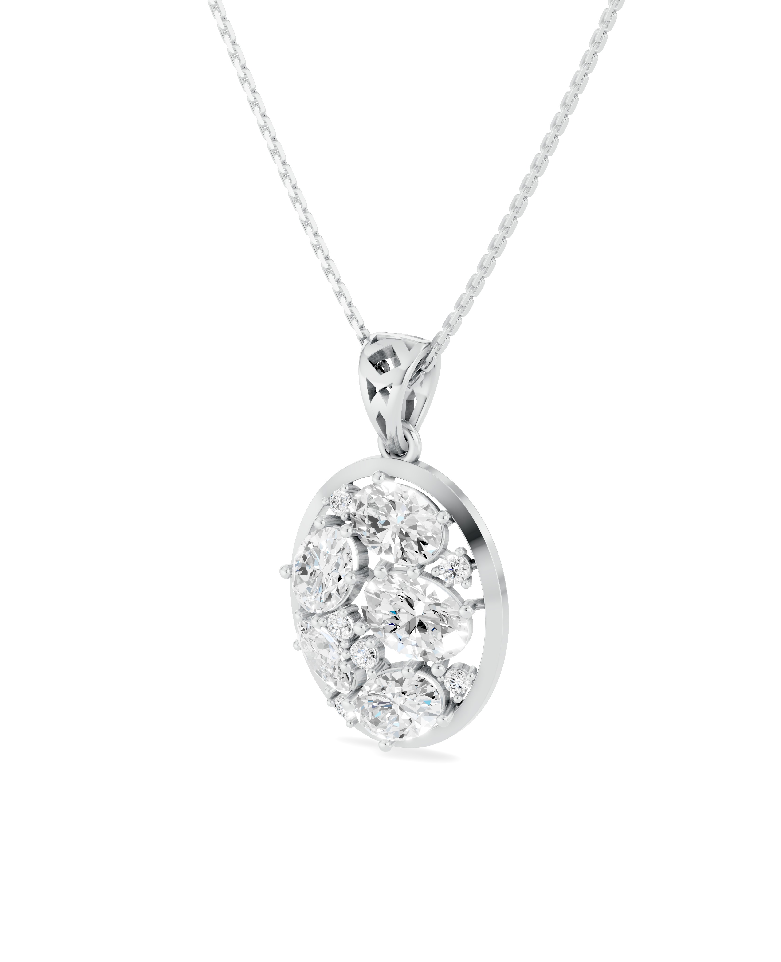Mixed-Shape Oval Frame Lab Diamond Necklace (3.70 ct.)