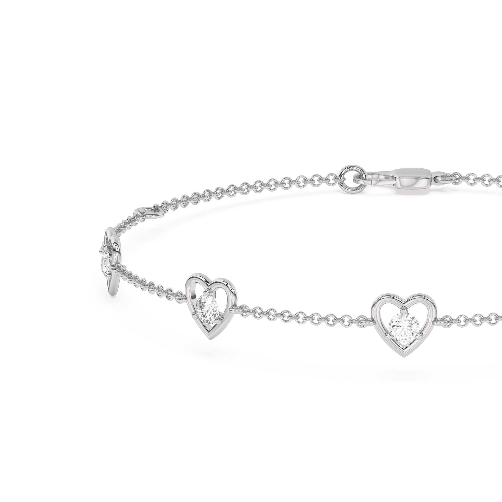 Heart Embrace Diamond Five-Station Bracelet