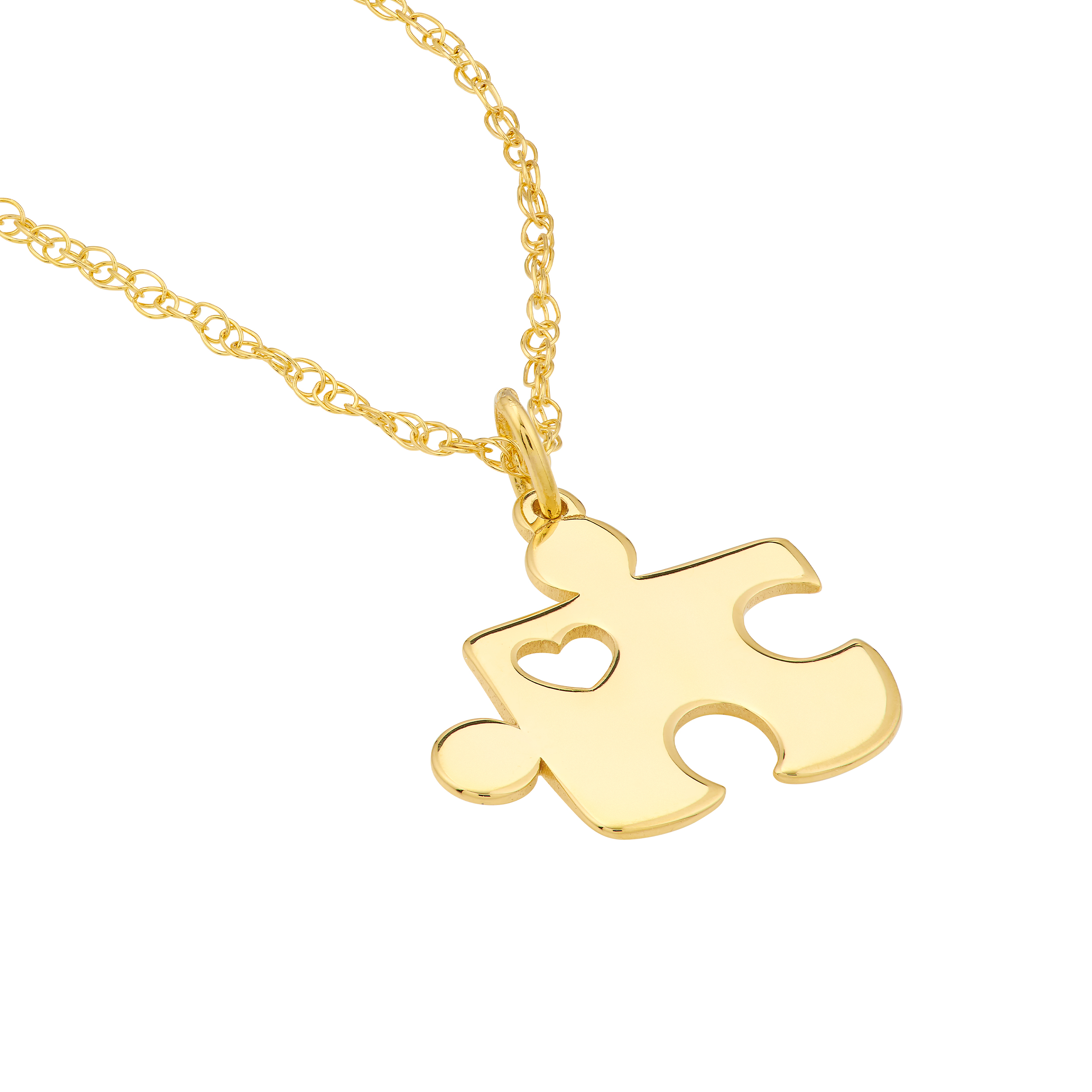 Puzzle Piece Heart Gold Necklace