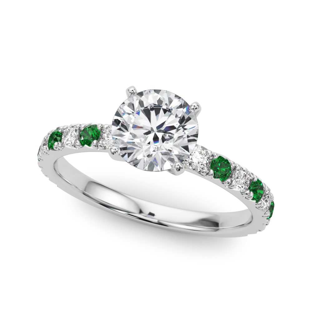 Riley Classic Diamond and Emerald Engagement Ring