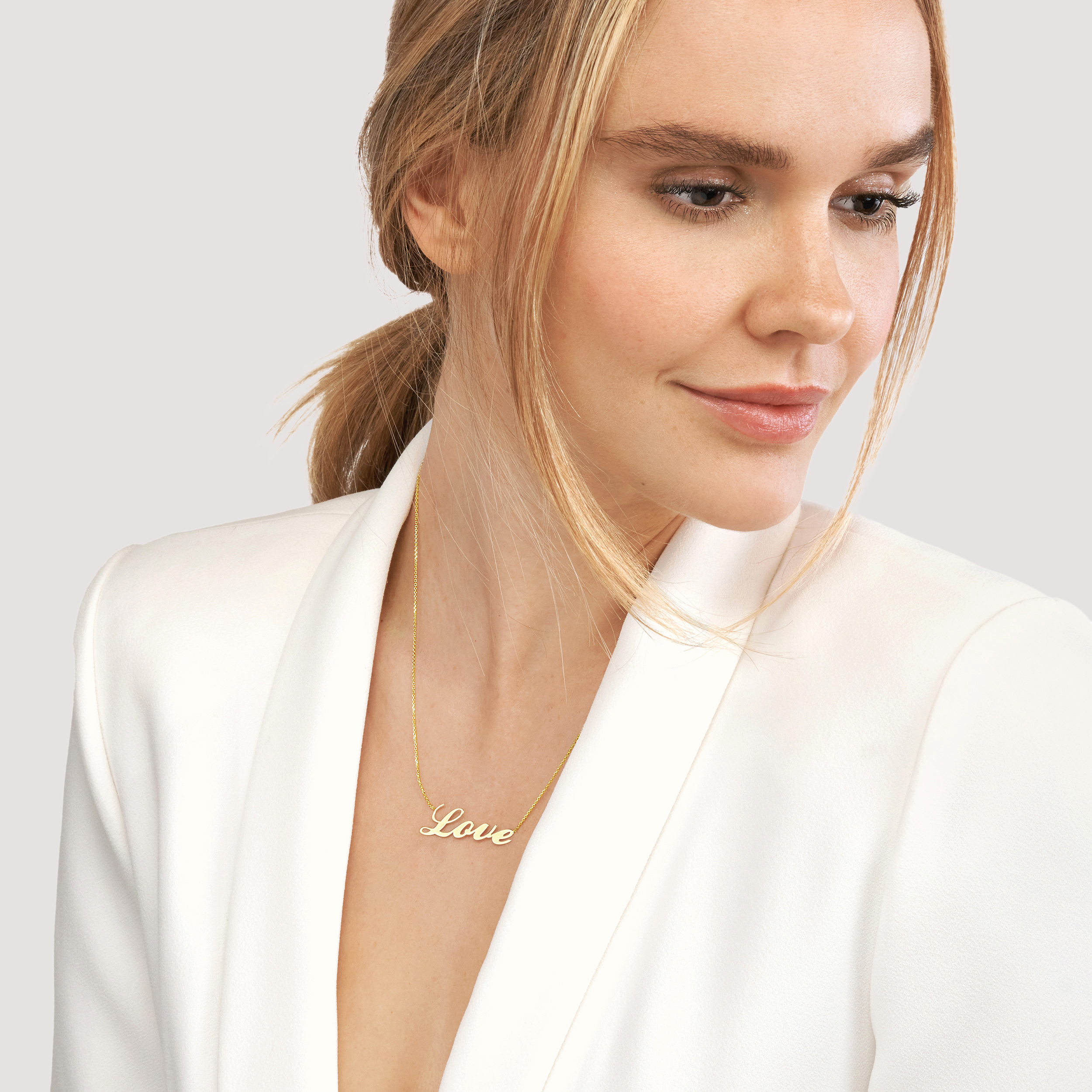 Love Script Gold Necklace