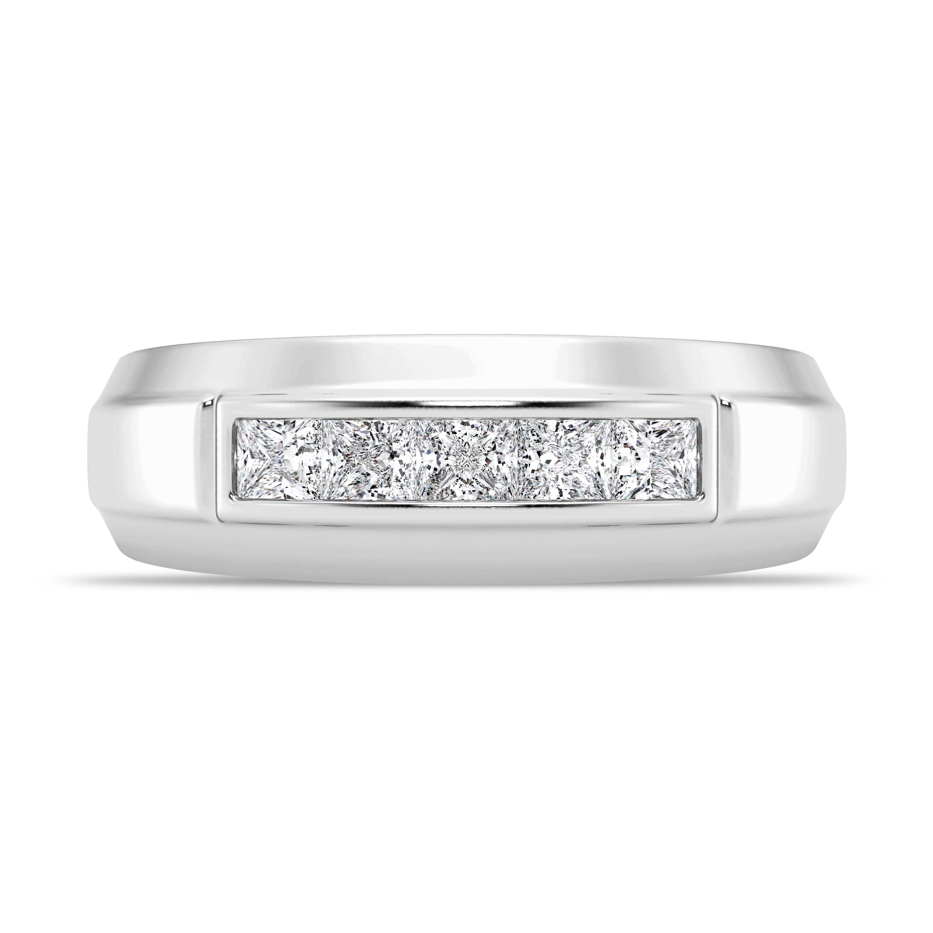 Raised Channel-Set Princess-Cut Diamond Band (7mm)