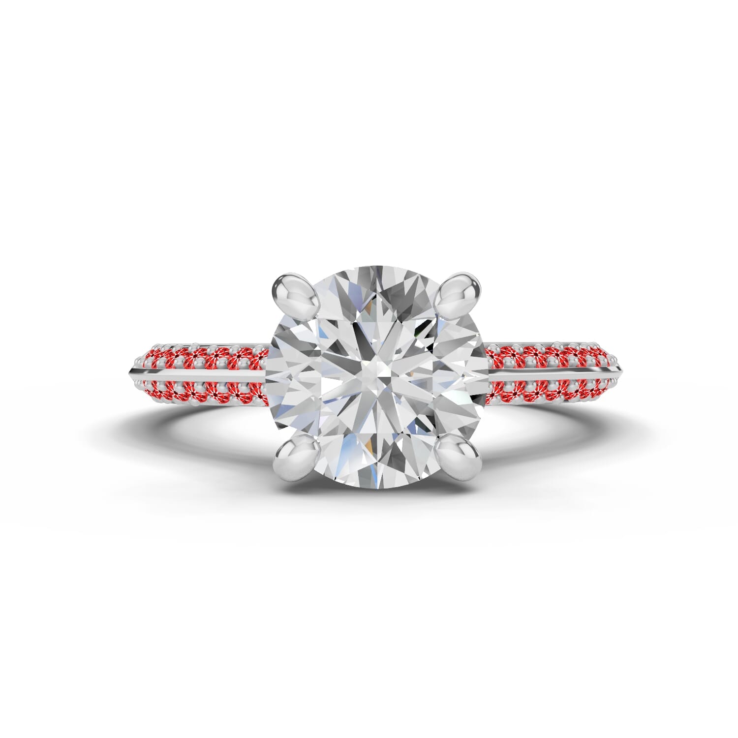 Signature Hearts and Arrows Pave Knife-Edge Cathedral Engagement Ring