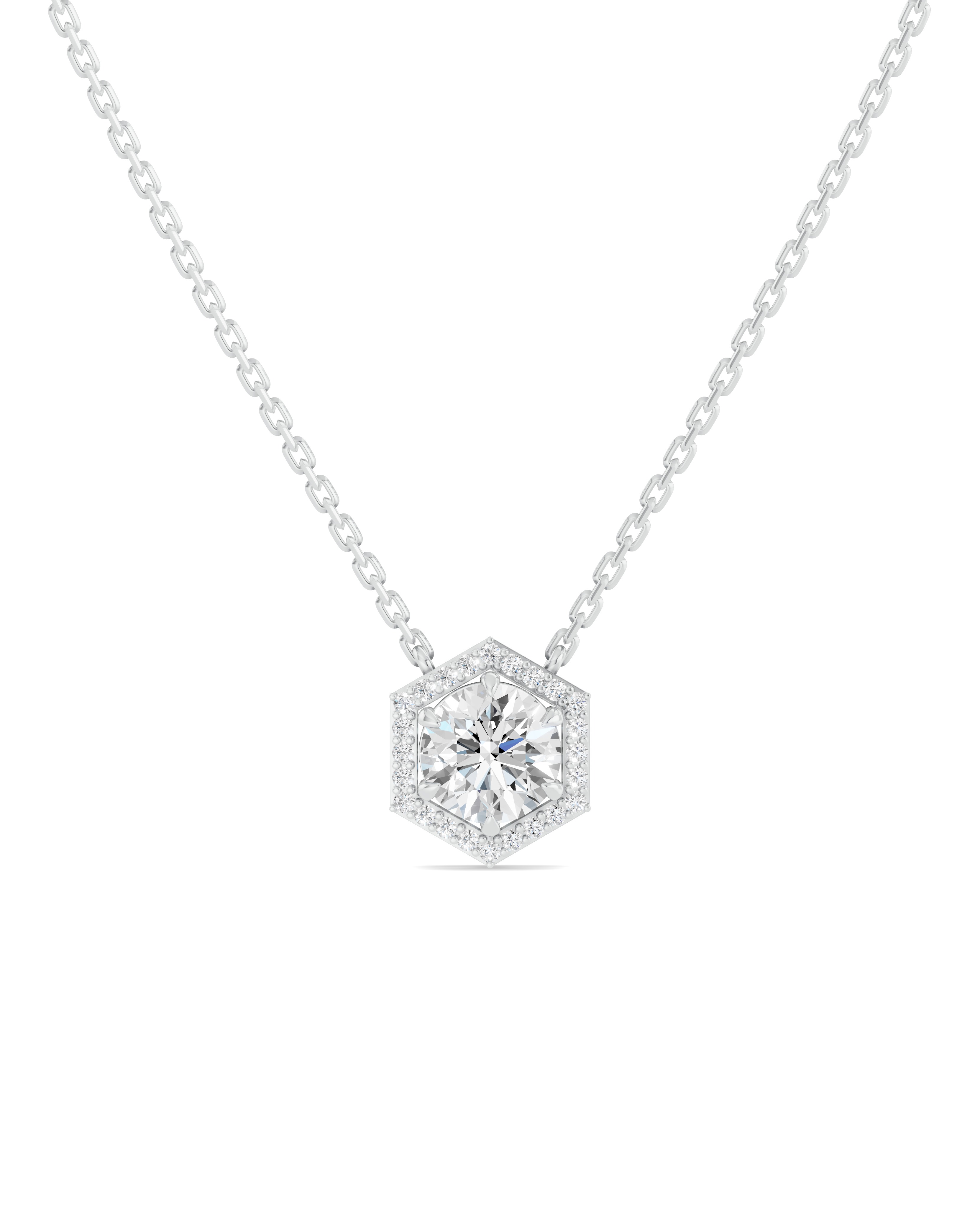 Hexagon Halo Lab Diamond Pendant