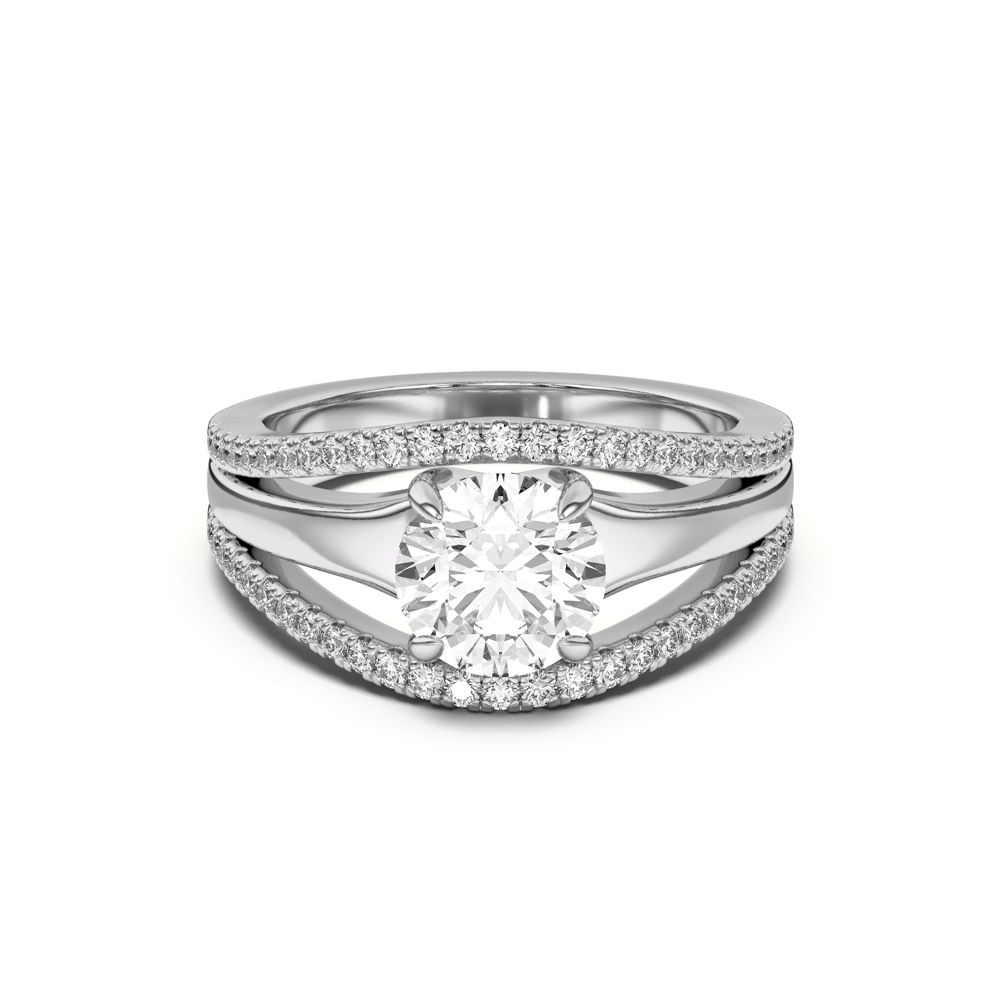 Farrah Double Row Pave Shank Engagement Ring