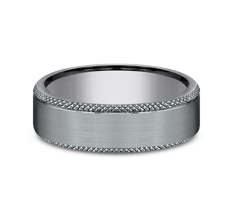 Satin Grey Tantalum Knurled Edge Comfort Fit Band (6.5mm)