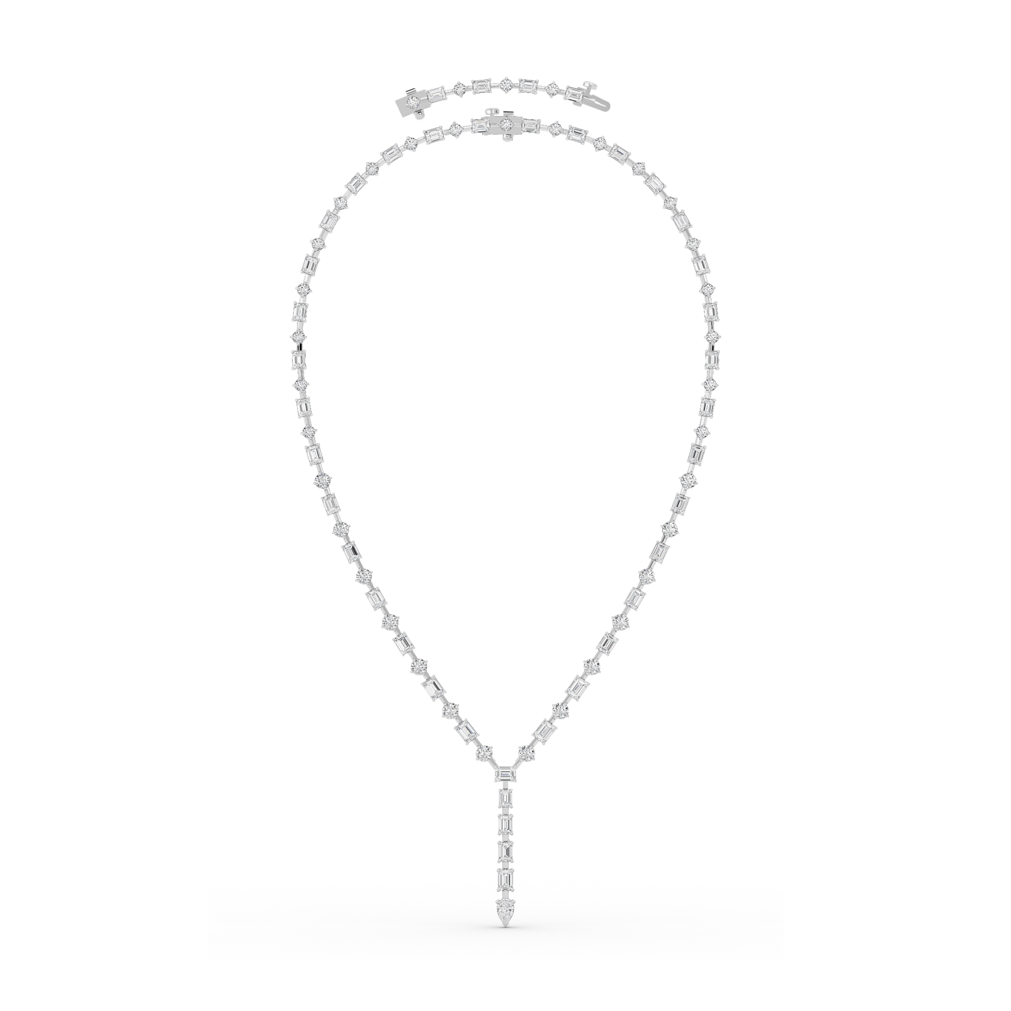 Adjustable Round & Emerald-Cut Lab Diamond Spaced Lariat Necklace (20.00 ct. tw.)