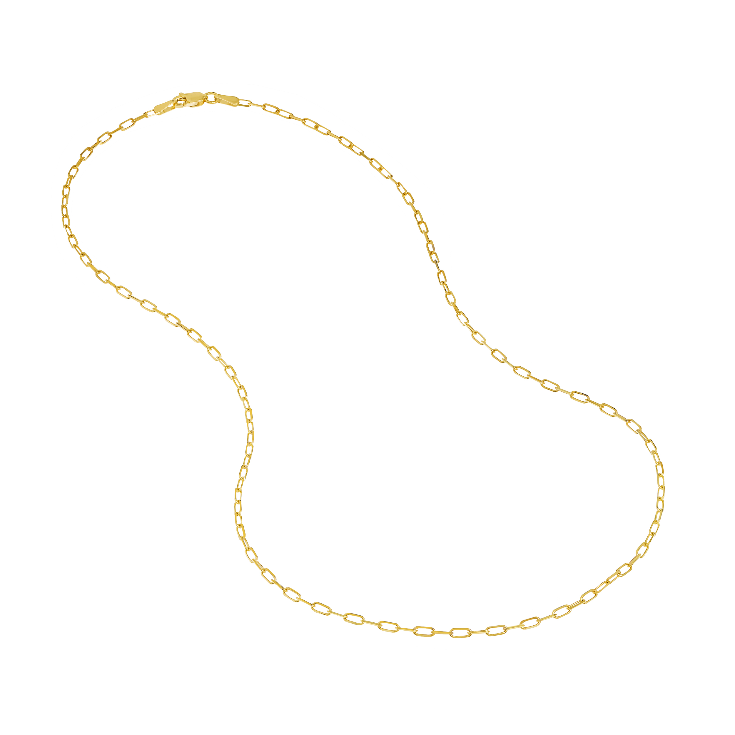 Paper Clip Chain Gold Necklace (1.95mm, 16 inches)