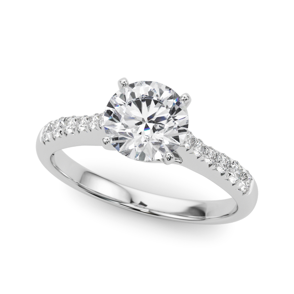 Petal French Pave Diamond Engagement Ring