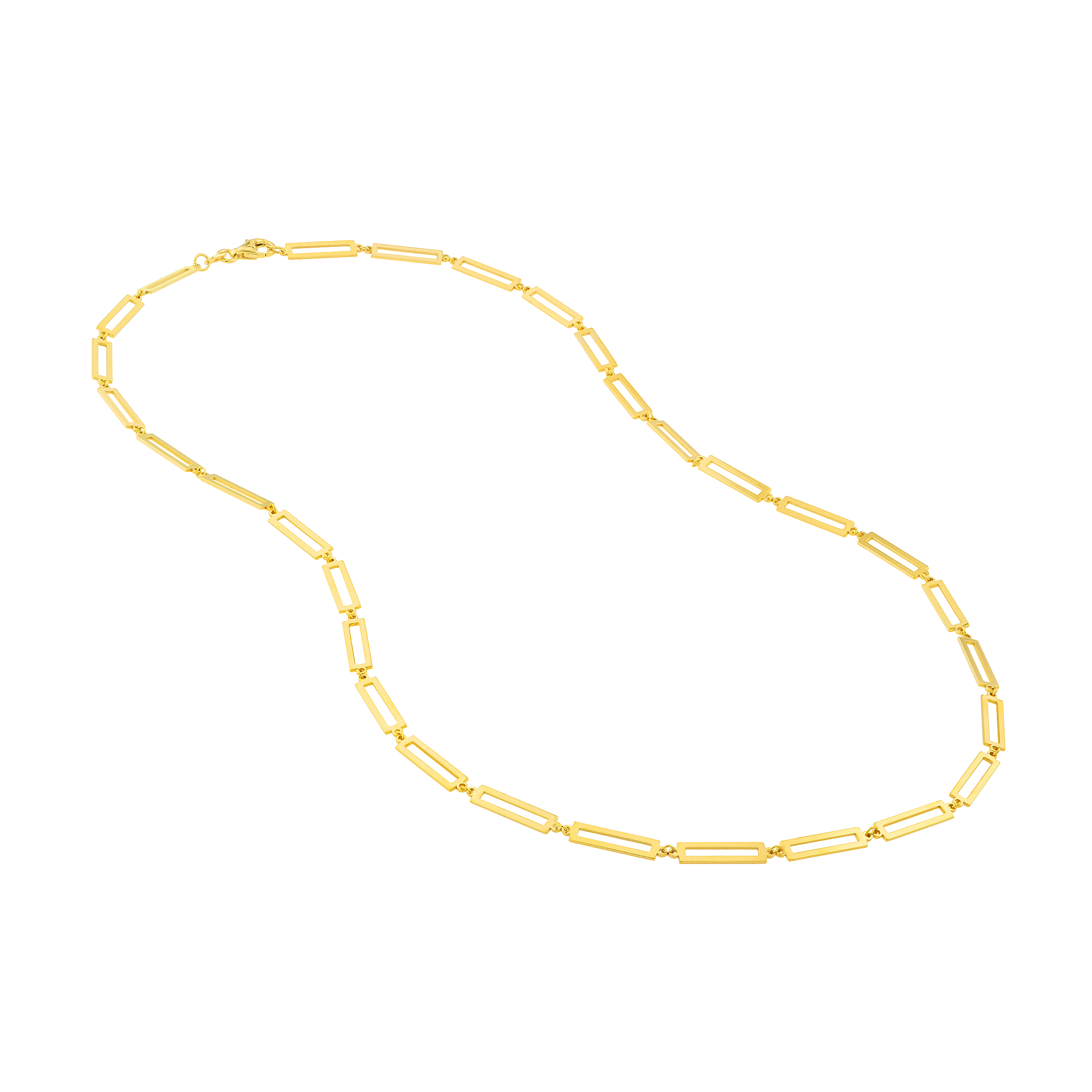 Rectangular Link Gold Necklace