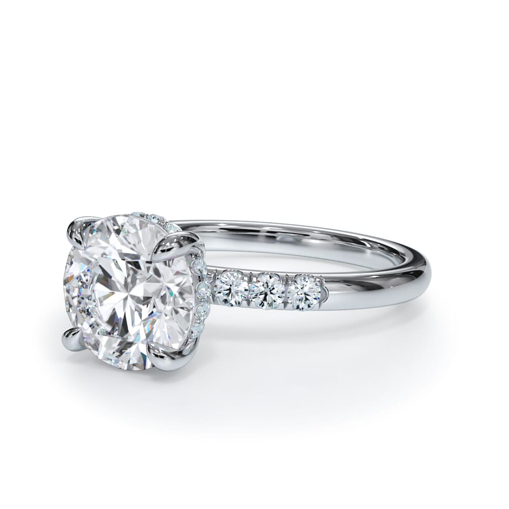 Bellora Trio Pave Hidden Halo Engagement Ring (2mm)