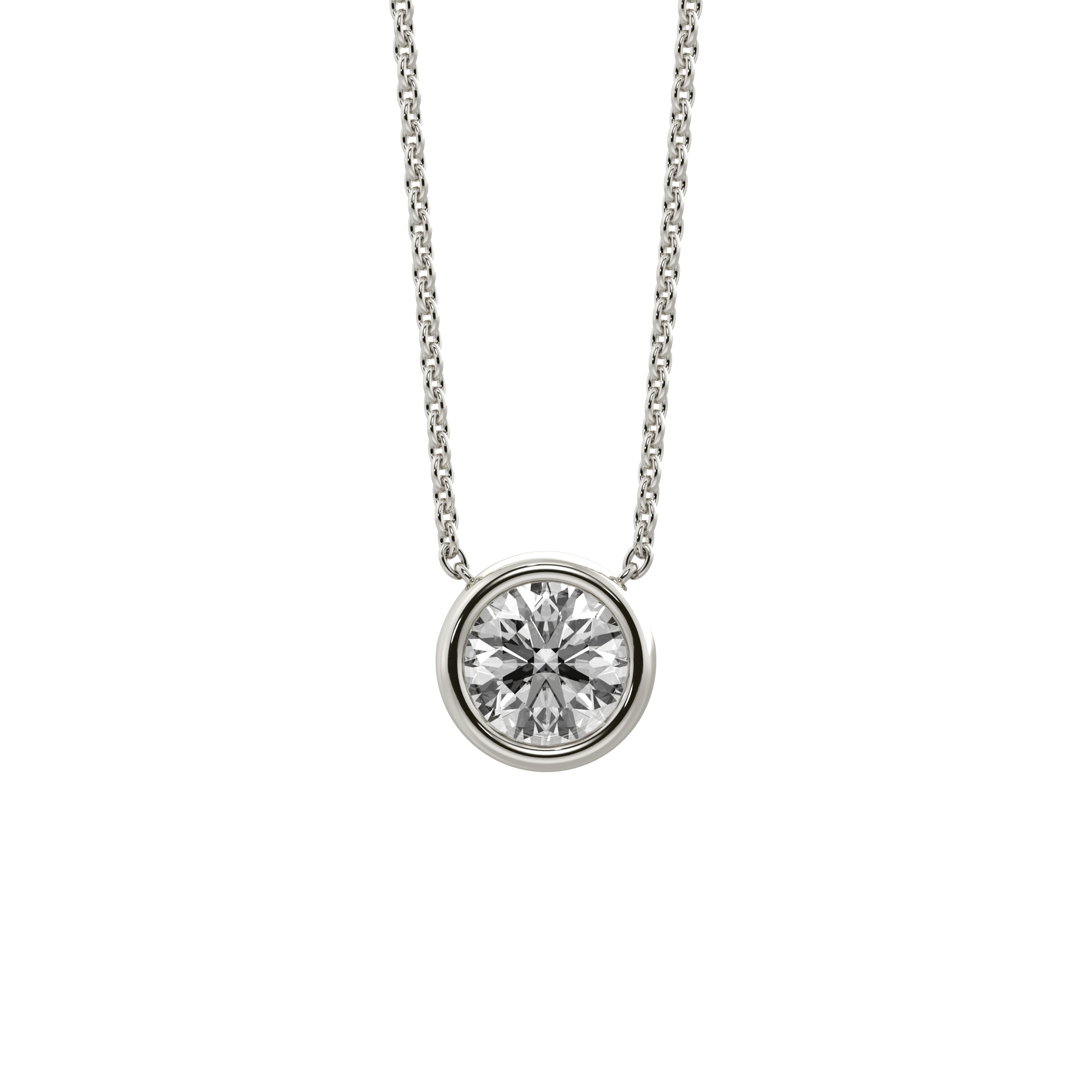 Bezel Solitaire Lab Diamond Necklace