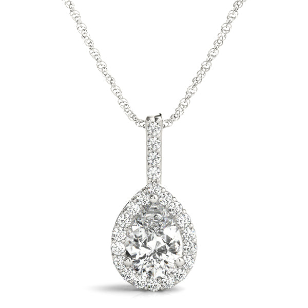 Pear Shaped Lab Diamond Halo Necklace