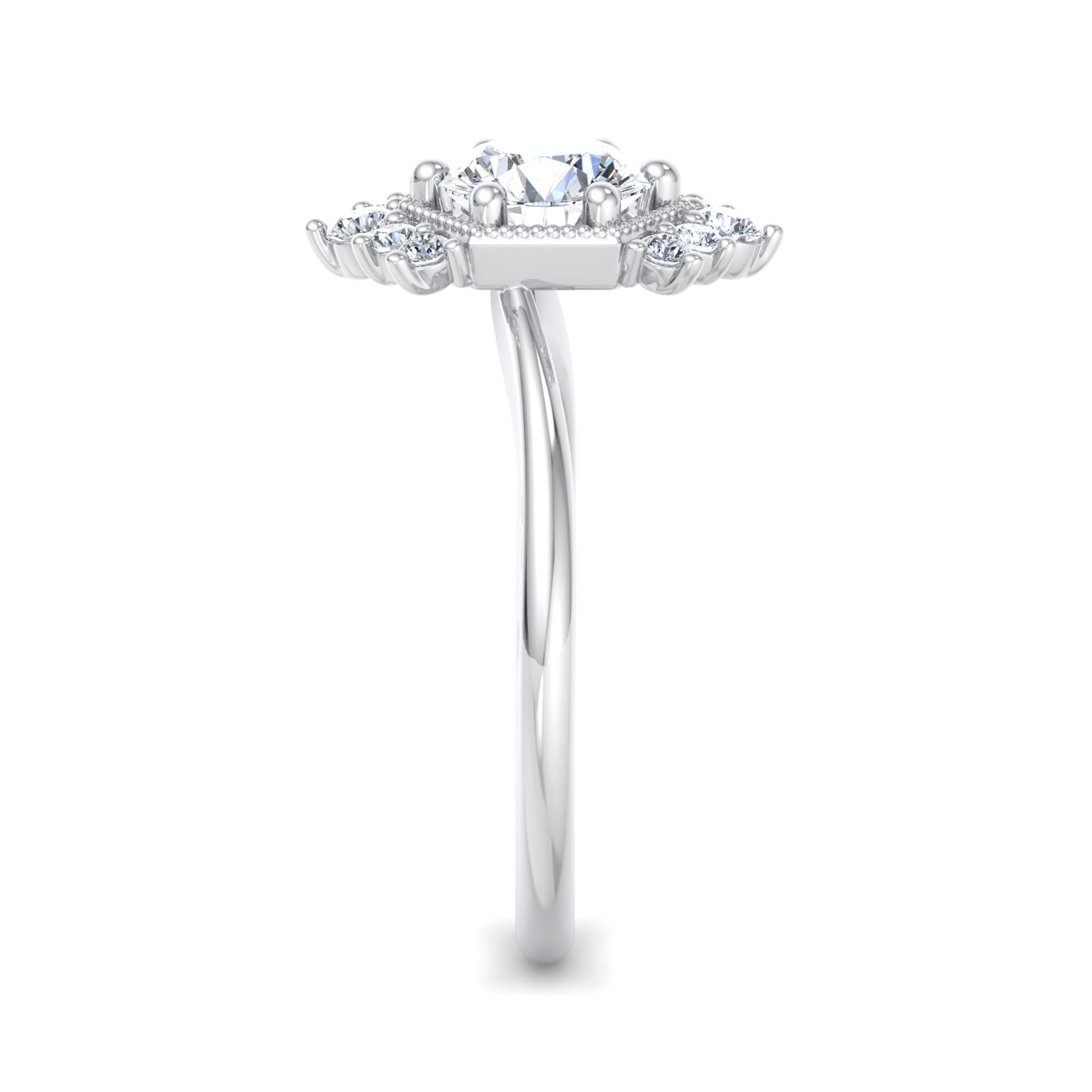 Mackenzie Half Halo Beaded Engagement Ring