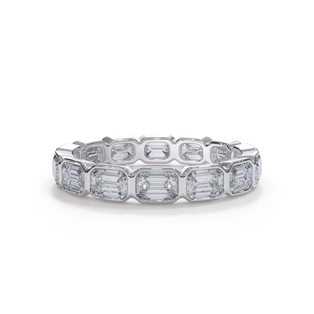 Bellora East-West Emerald-Cut Diamond Bezel Band